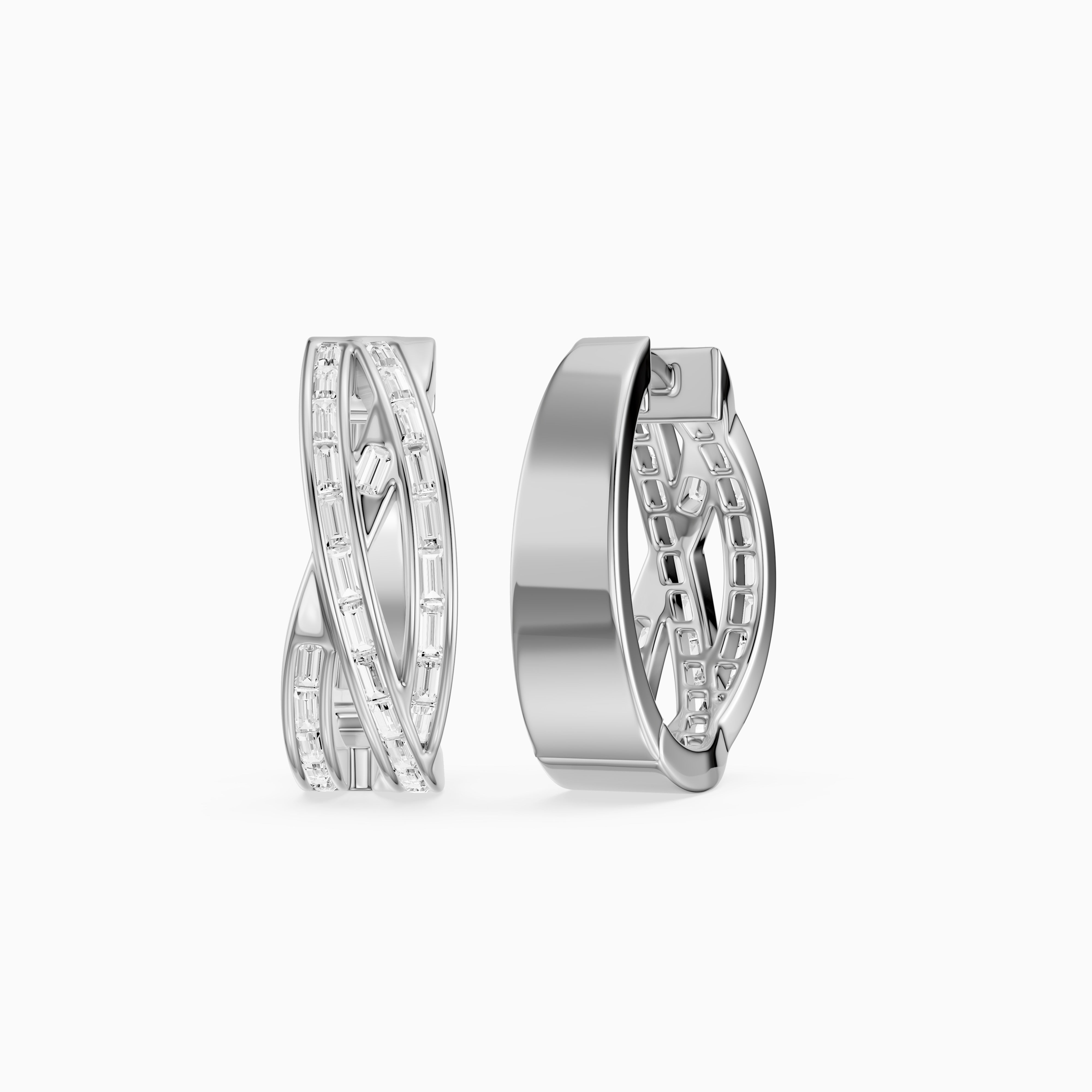 Liliana Baguette Lab Grown Diamond Crossover Hoop Earrings