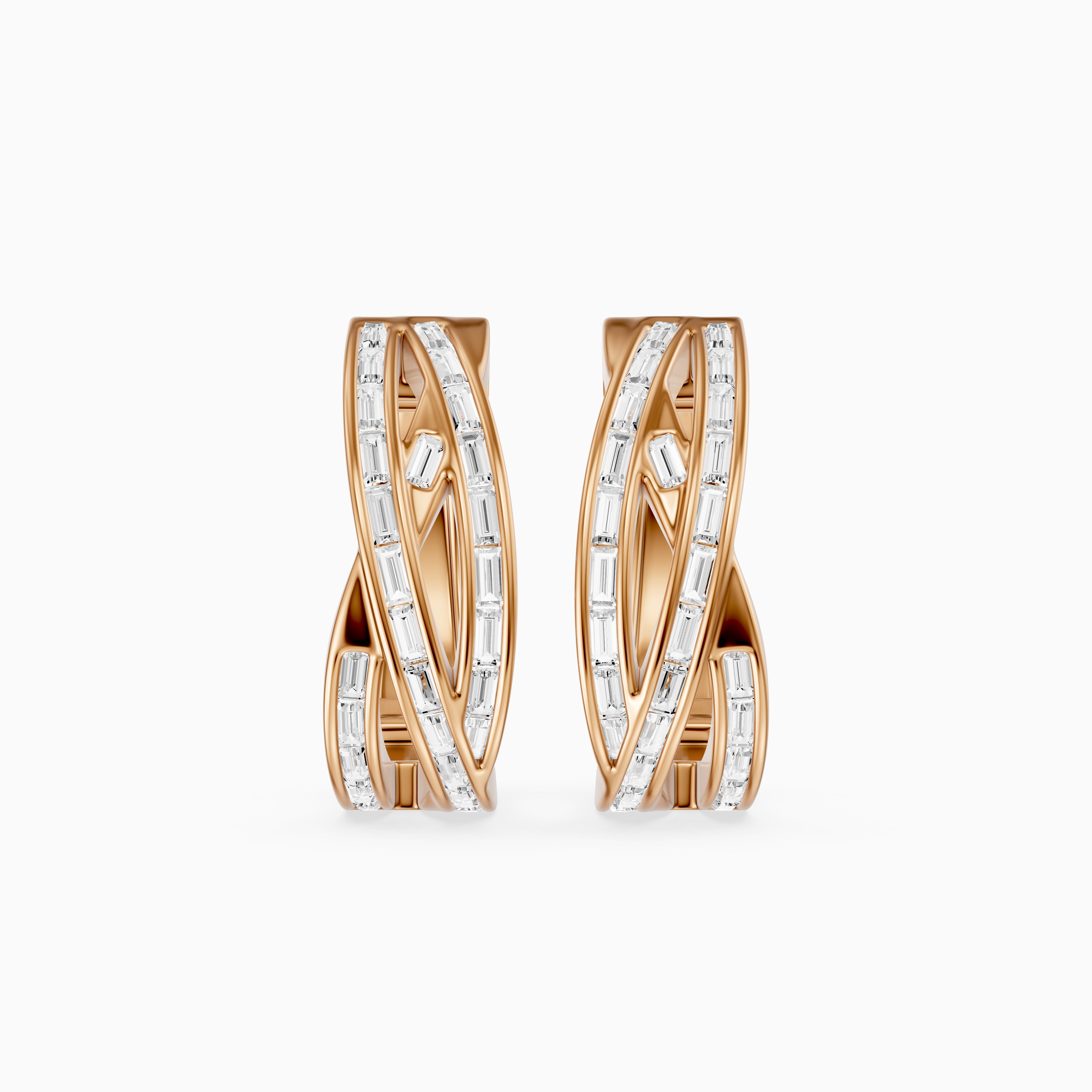 Liliana Baguette Lab Grown Diamond Crossover Hoop Earrings