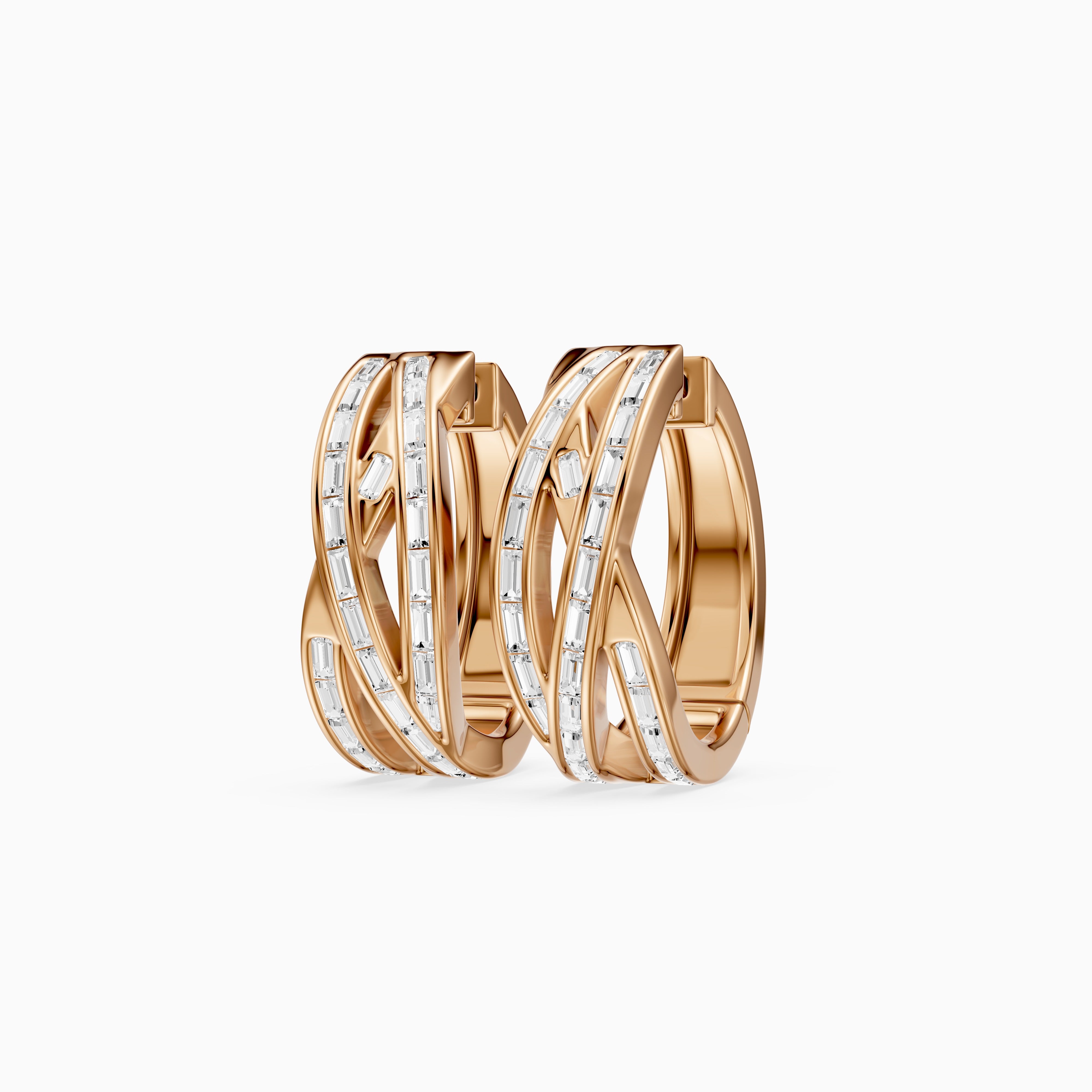 Liliana Baguette Lab Grown Diamond Crossover Hoop Earrings