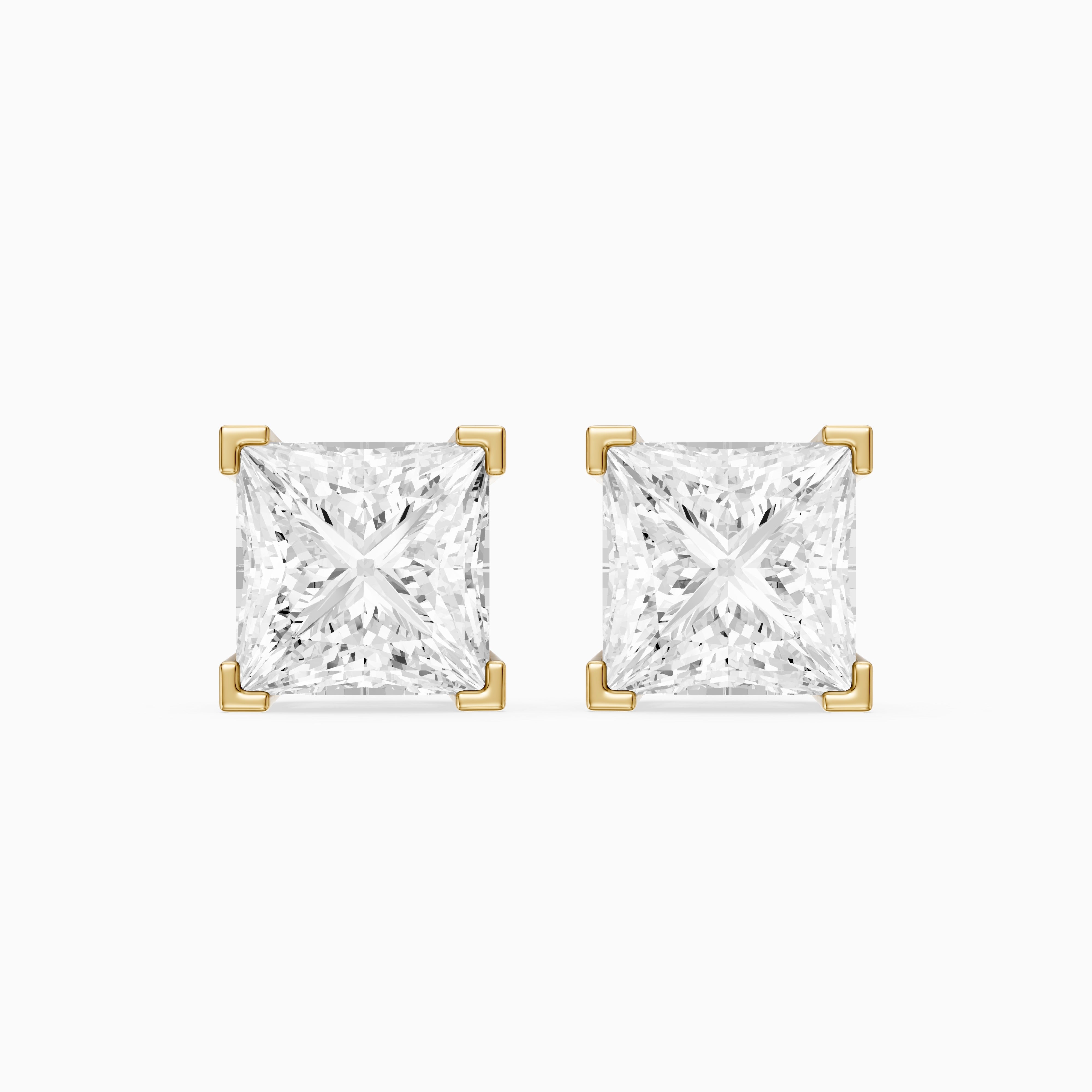 Shylin Princess Cut Lab Grown Diamond Basket Set Stud Earrings
