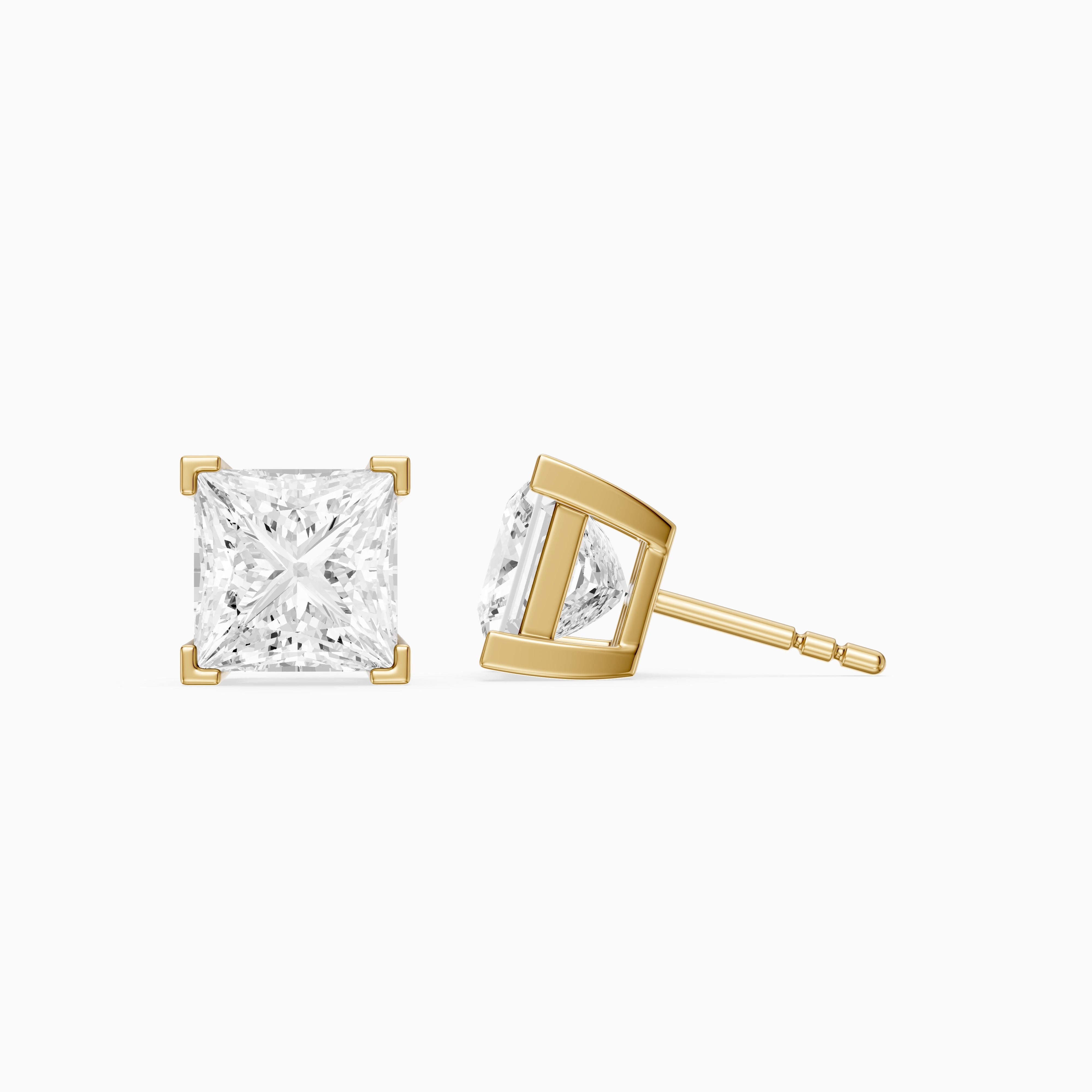 Shylin Princess Cut Lab Grown Diamond Basket Set Stud Earrings
