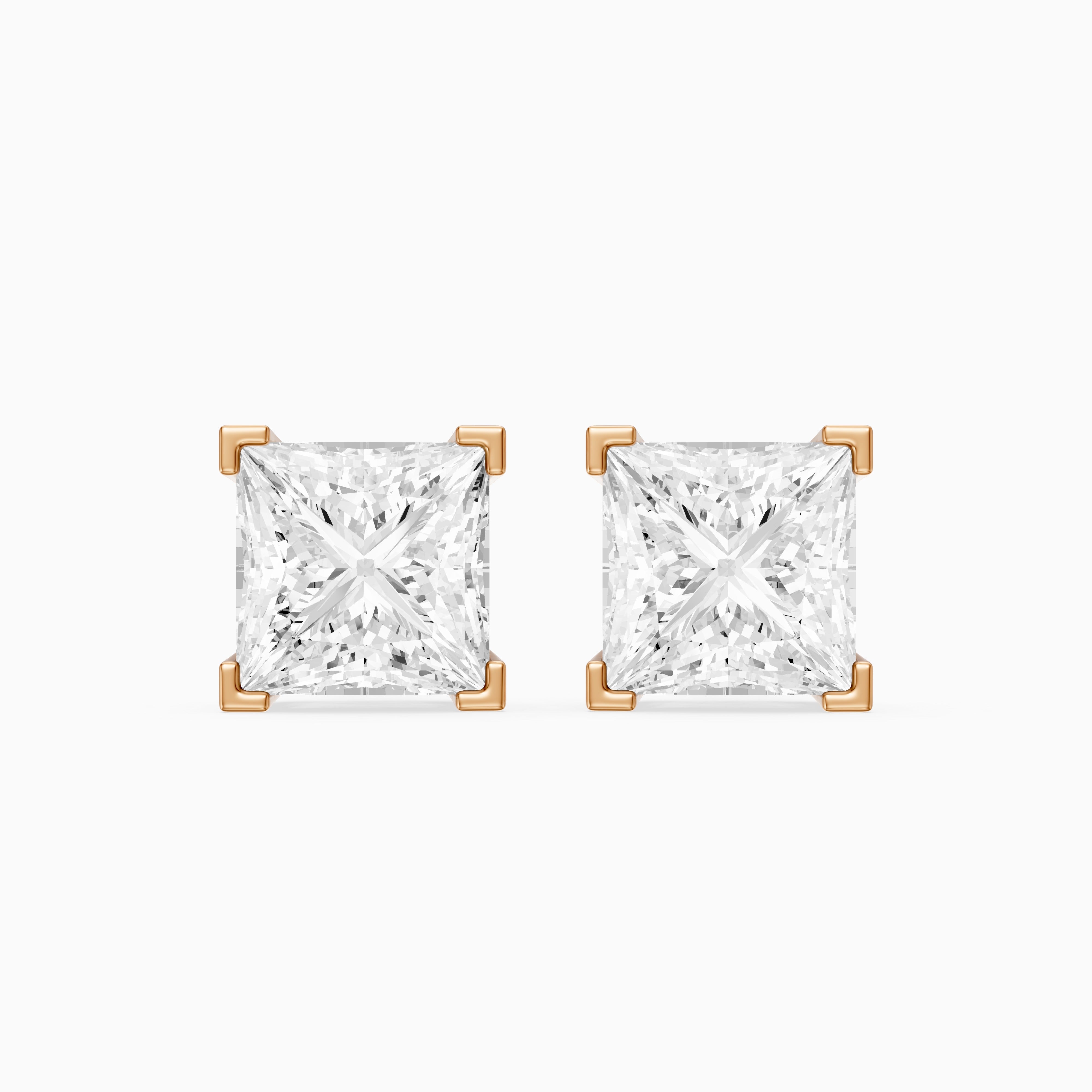 Shylin Princess Cut Lab Grown Diamond Basket Set Stud Earrings