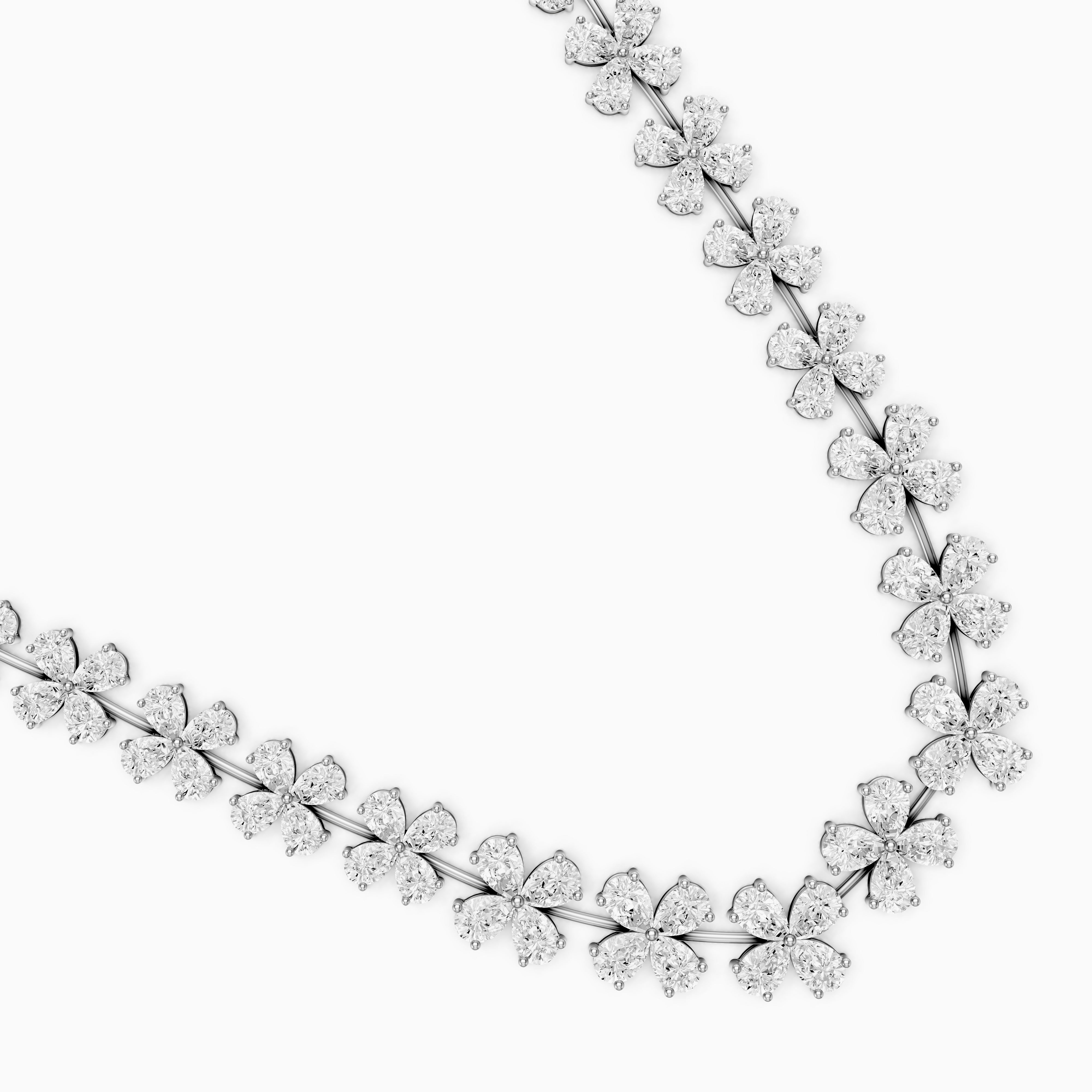 Margaret Pear Cut Lab Grown Diamond Floral Statement Necklace