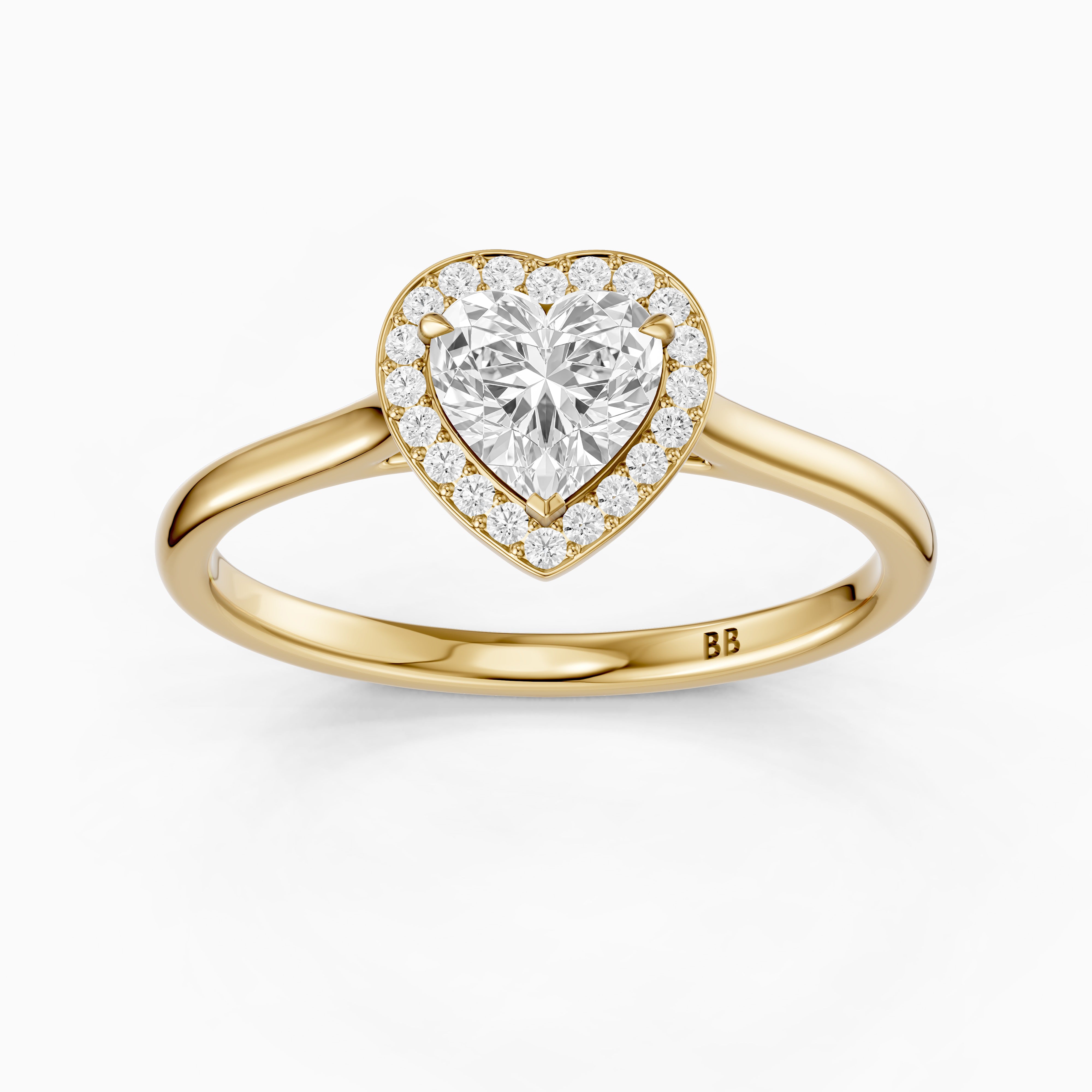 Brooke Heart Diamond Halo Cathedral Style Moissanite Engagement Ring
