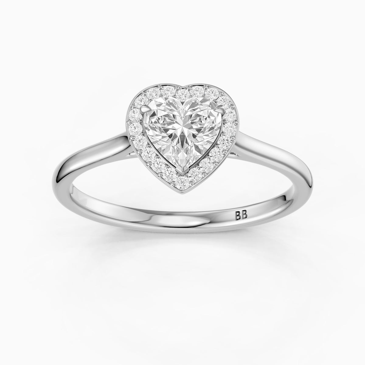 Brooke Heart Diamond Halo Cathedral Style Moissanite Engagement Ring