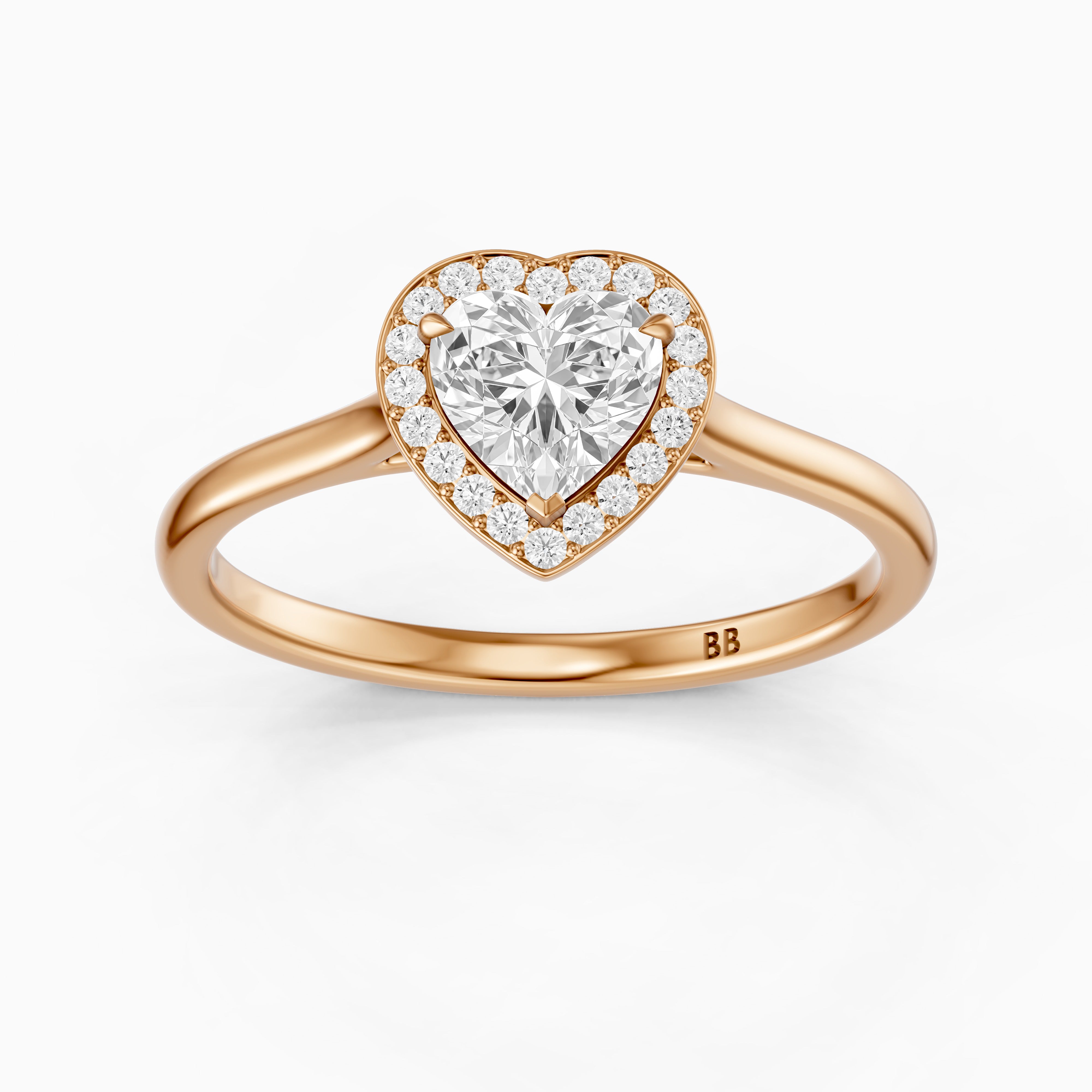 Brooke Heart Diamond Halo Cathedral Style Lab Grown Engagement Ring
