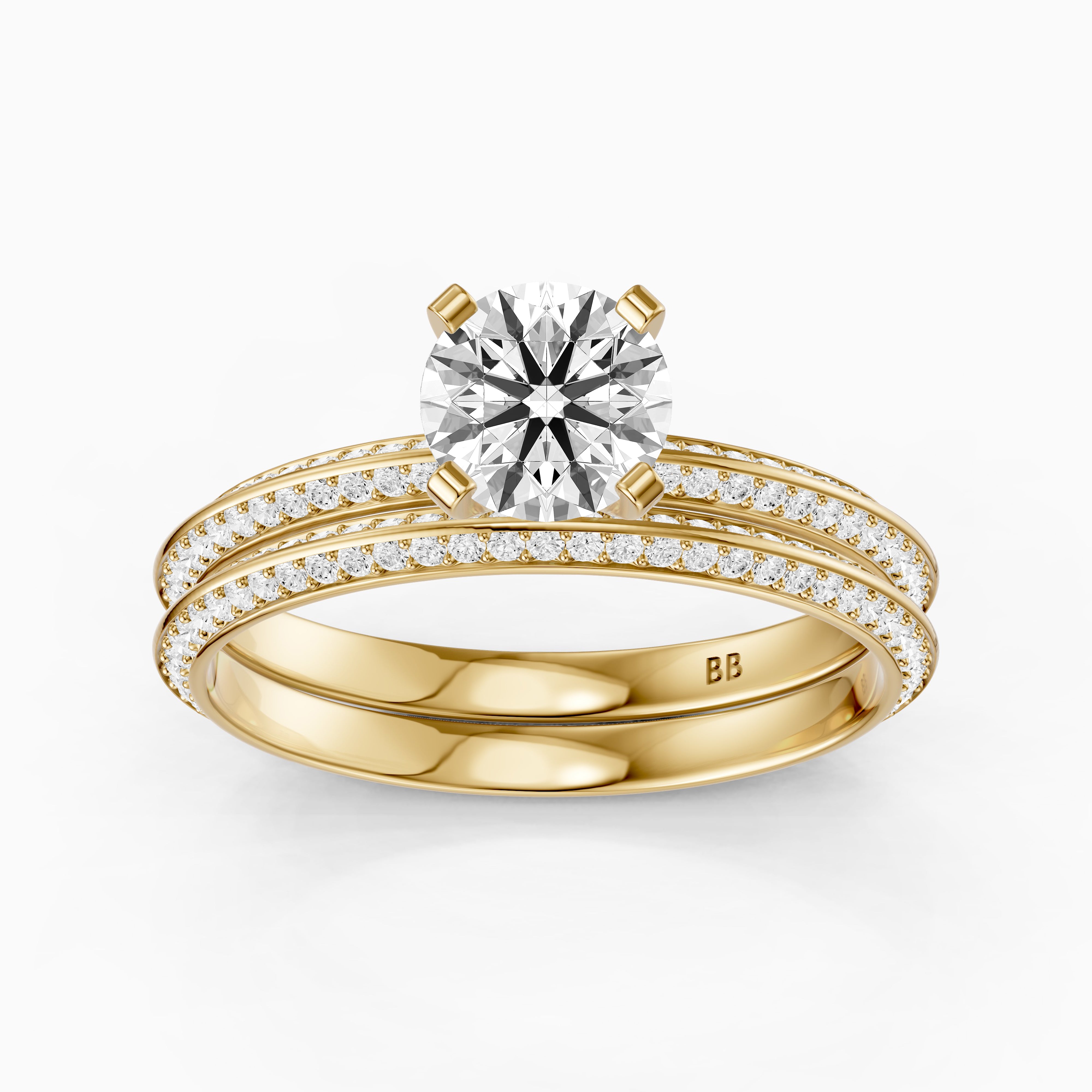 Lyric Round Lab Grown Diamond Wide Pavé Bridal Set
