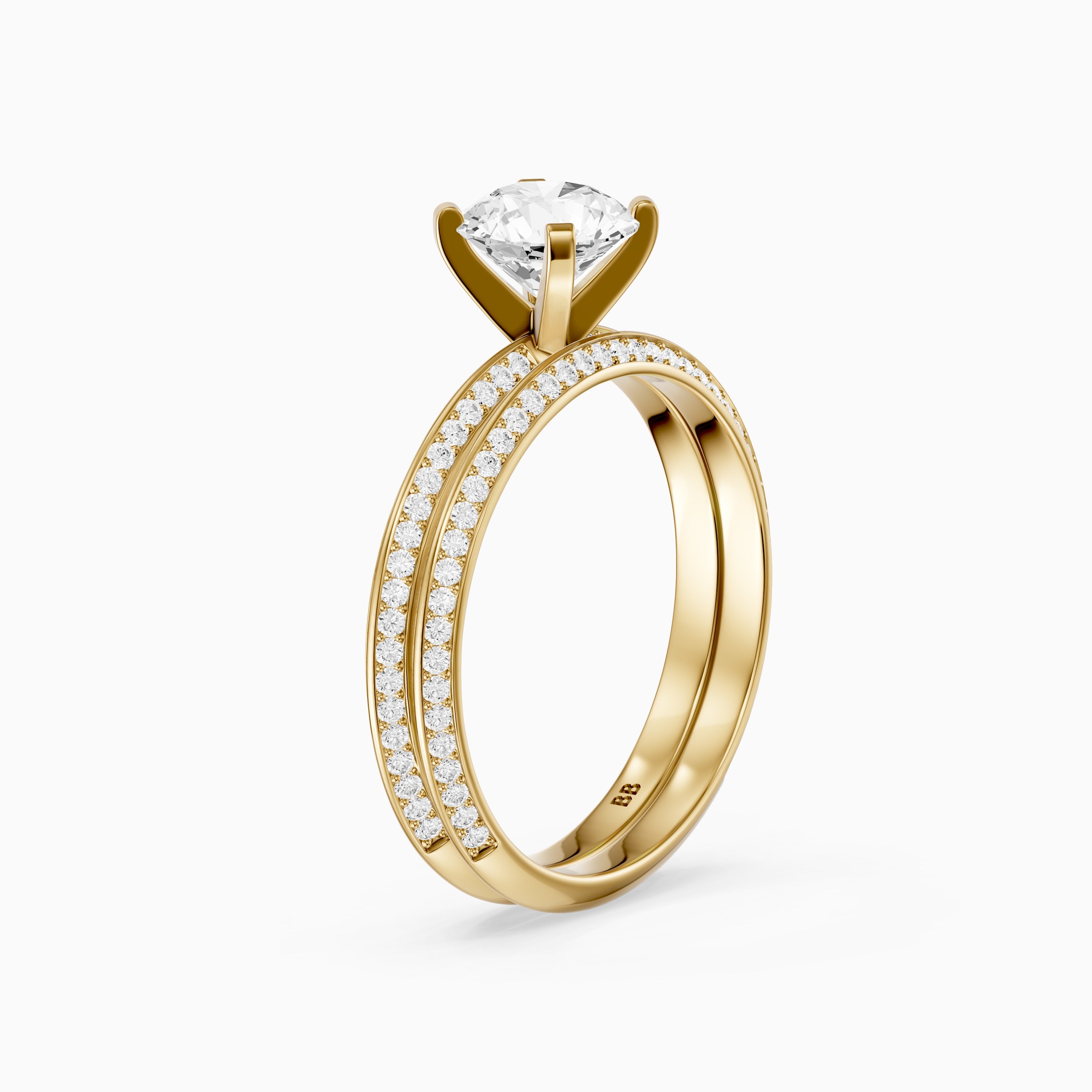 Lyric Round Lab Grown Diamond Wide Pavé Bridal Set
