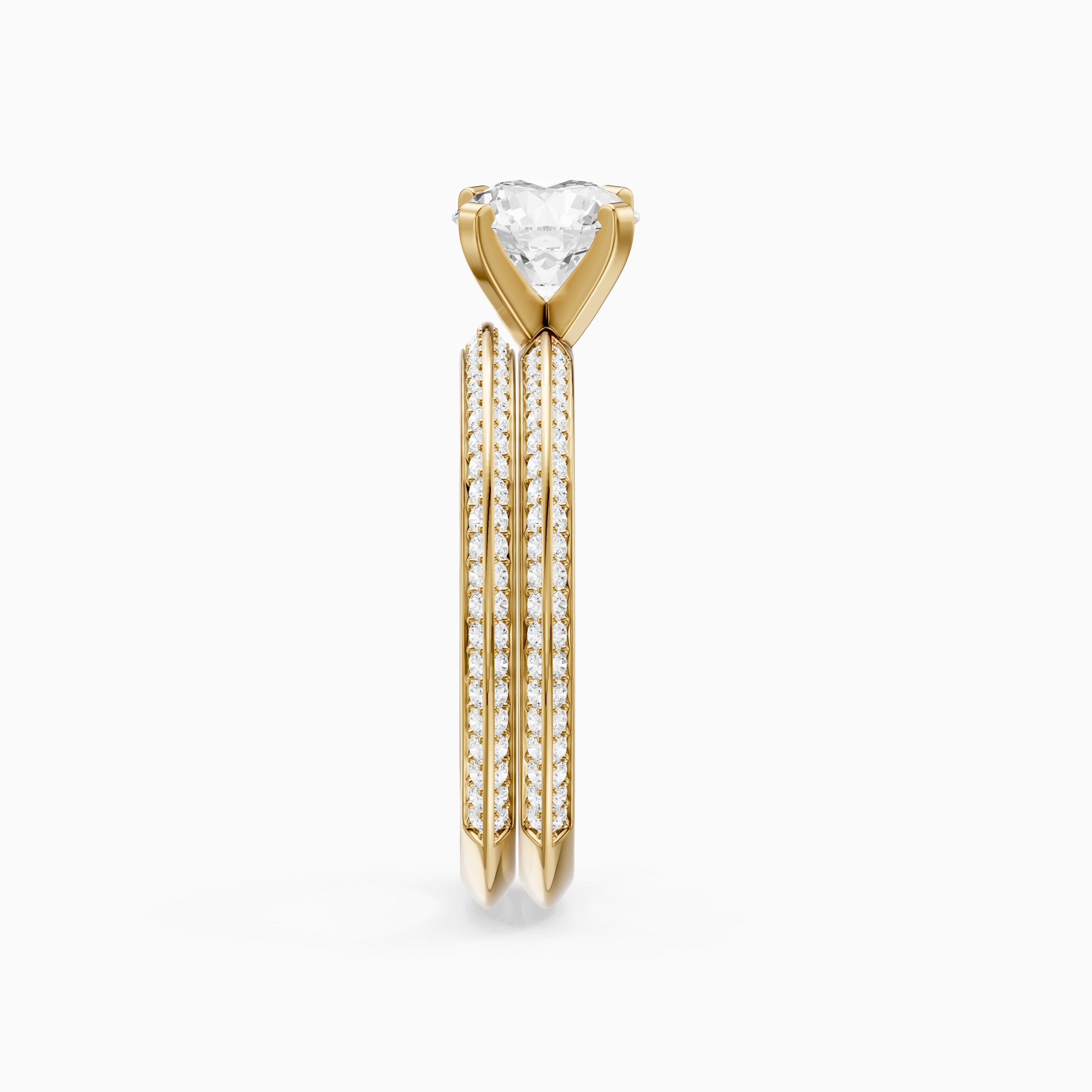 Lyric Round Lab Grown Diamond Wide Pavé Bridal Set