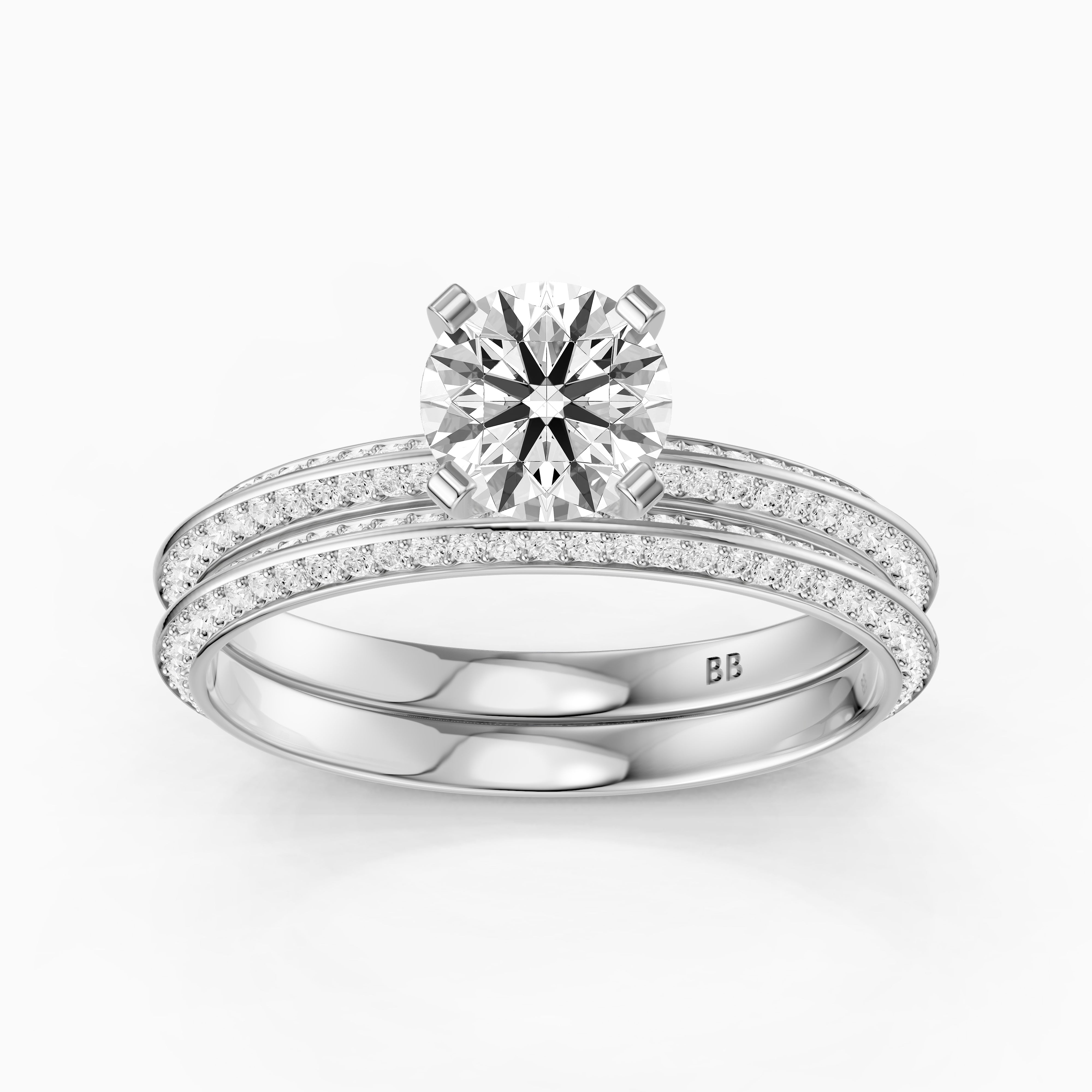 Lyric Round Lab Grown Diamond Wide Pavé Bridal Set