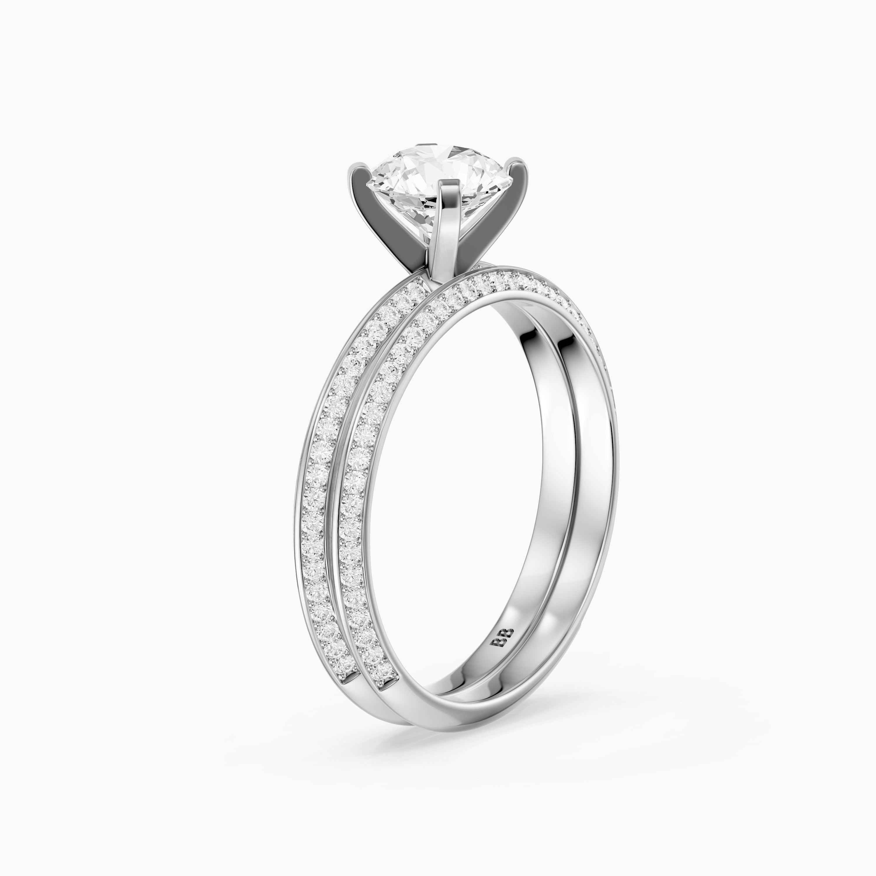 Lyric Round Lab Grown Diamond Wide Pavé Bridal Set