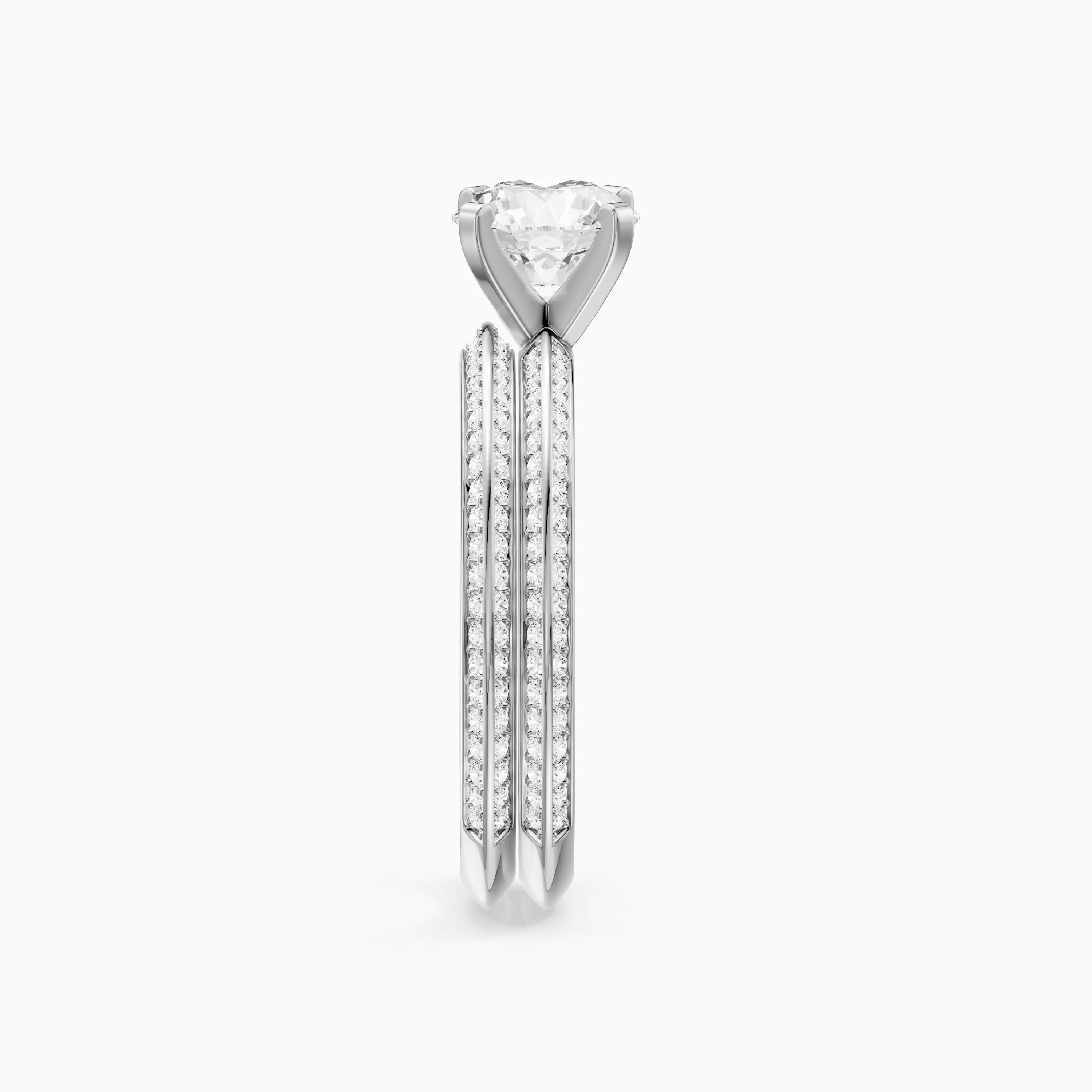 Lyric Round Lab Grown Diamond Wide Pavé Bridal Set