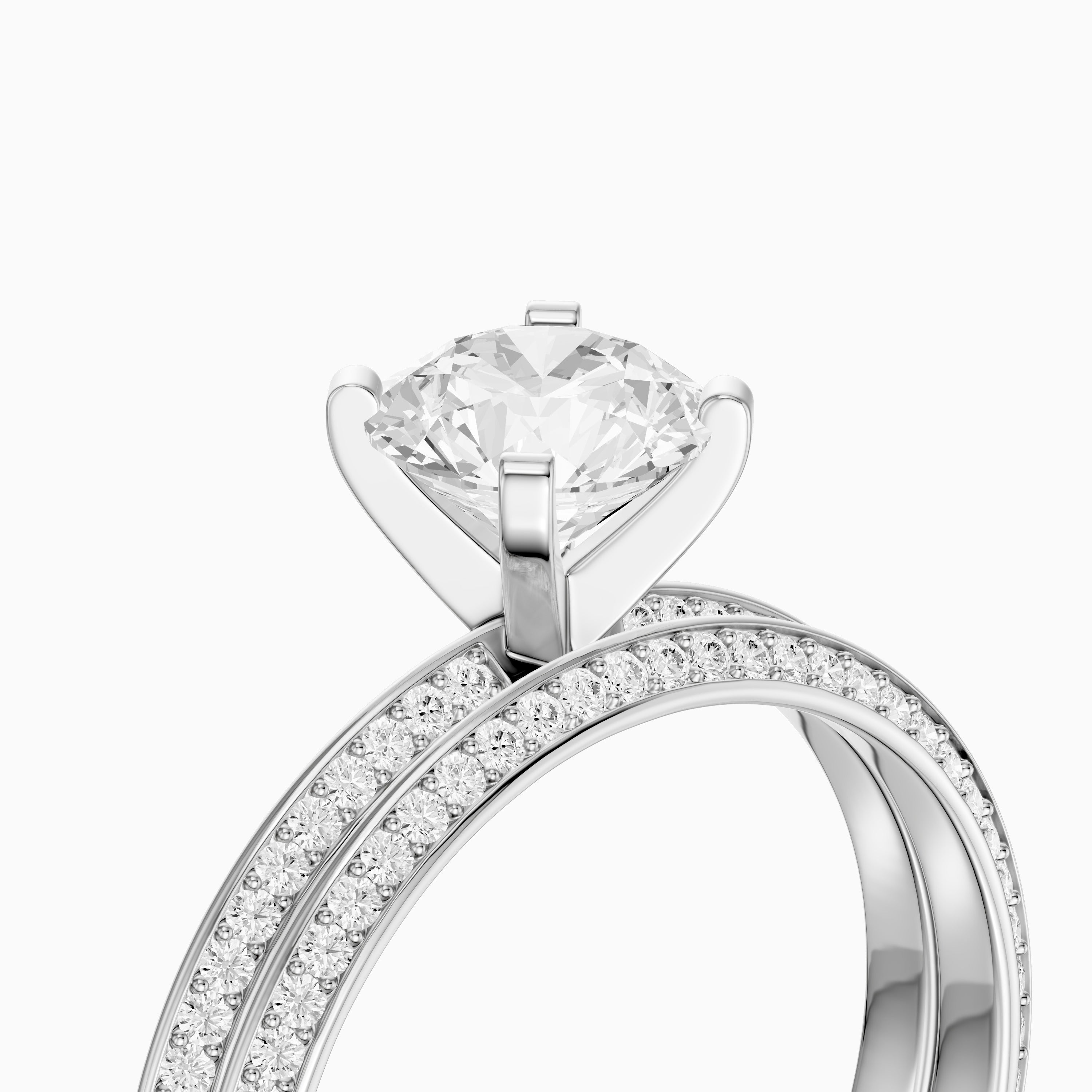 Lyric Round Lab Grown Diamond Wide Pavé Bridal Set