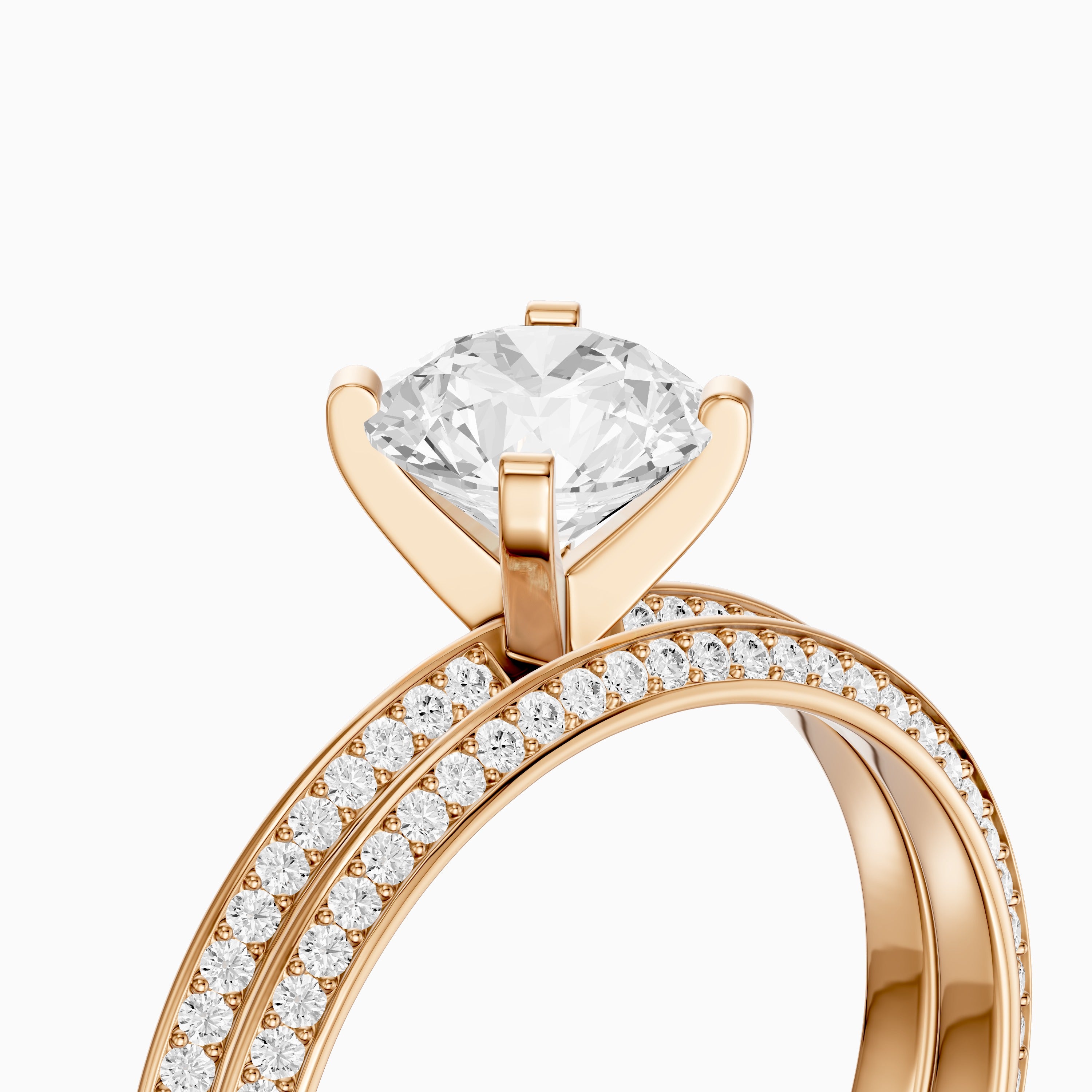 Lyric Round Lab Grown Diamond Wide Pavé Bridal Set