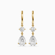 Aliza Round and Pear Lab Grown Diamond Huggie Drop Earrings