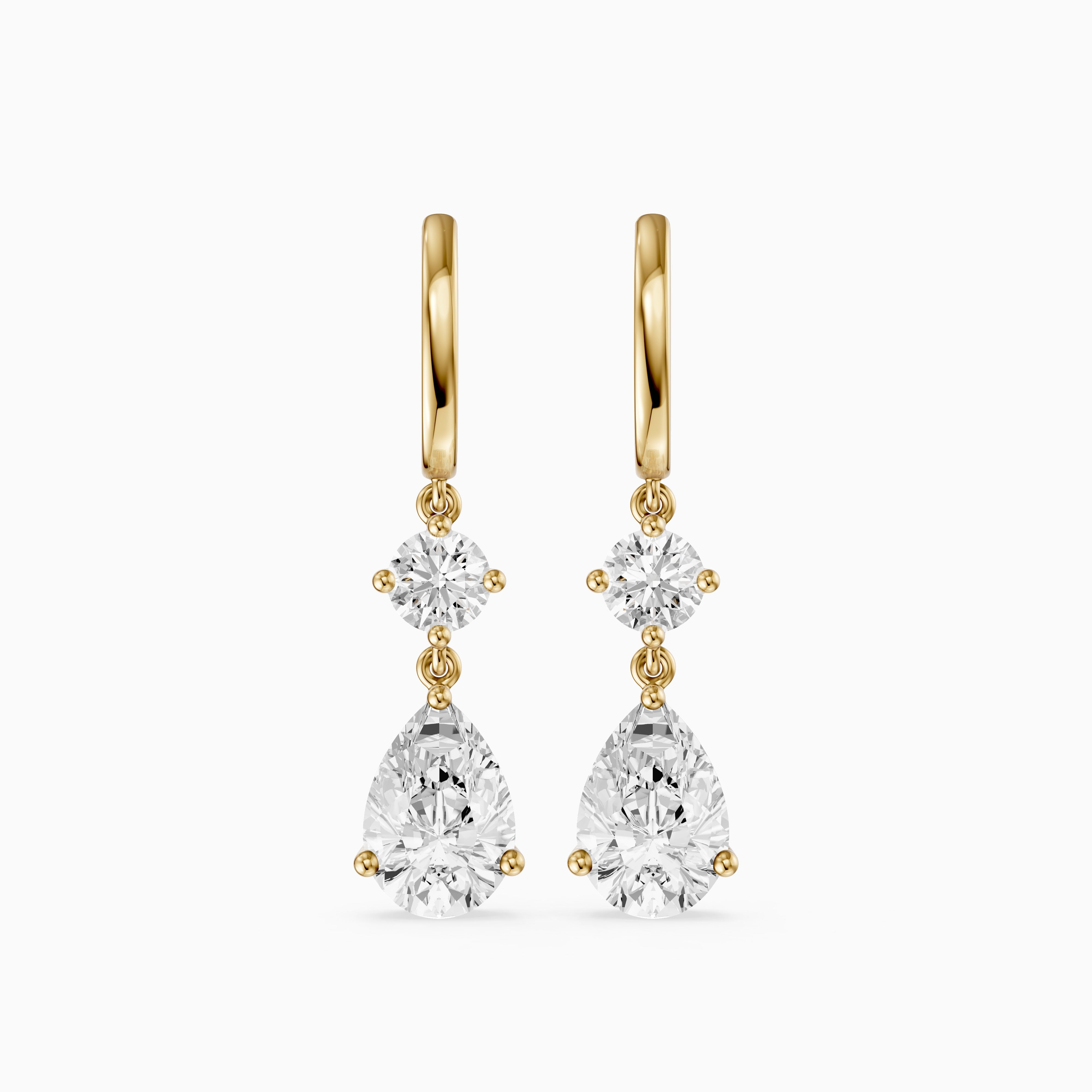Aliza Round and Pear Lab Grown Diamond Huggie Drop Earrings
