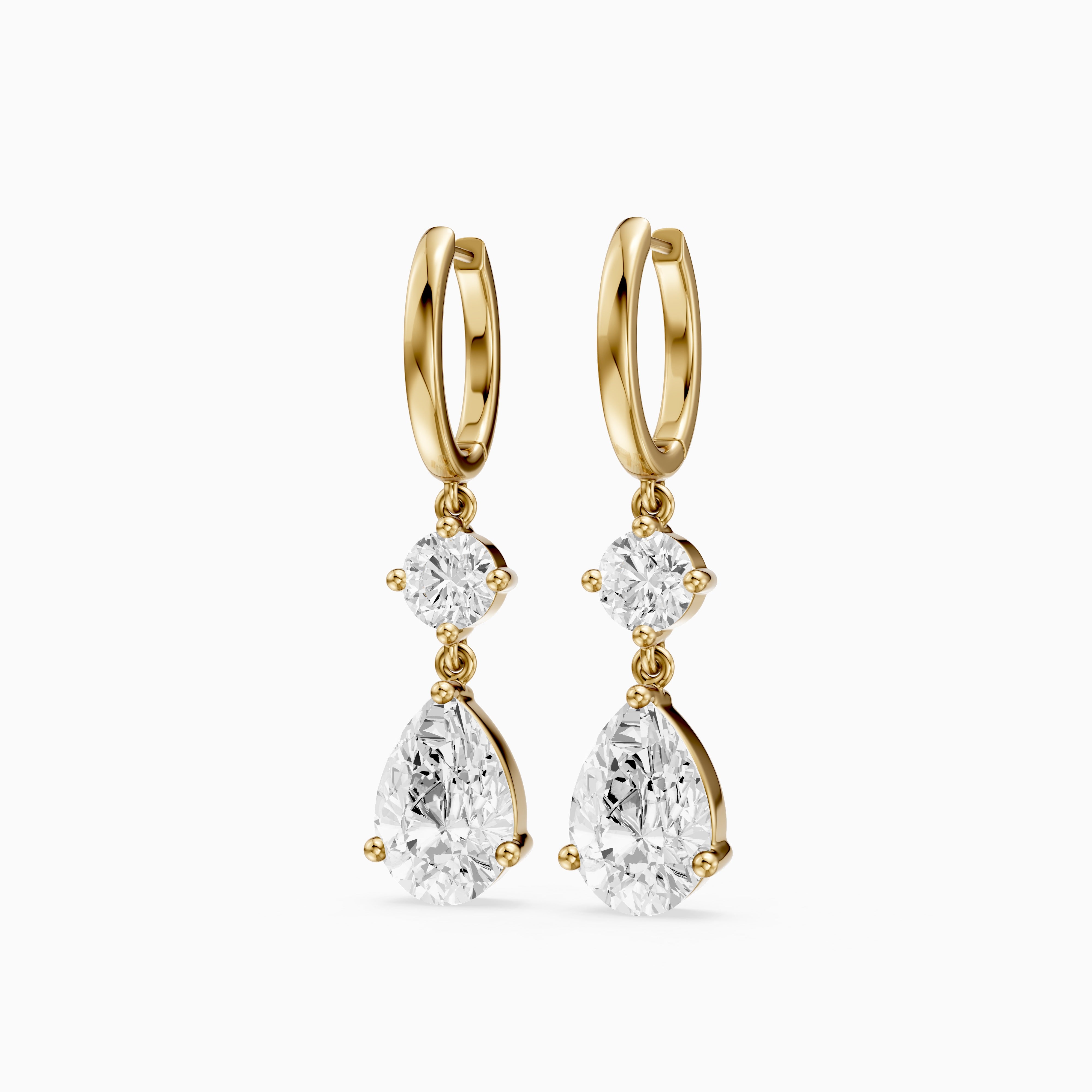 Aliza Round and Pear Lab Grown Diamond Huggie Drop Earrings