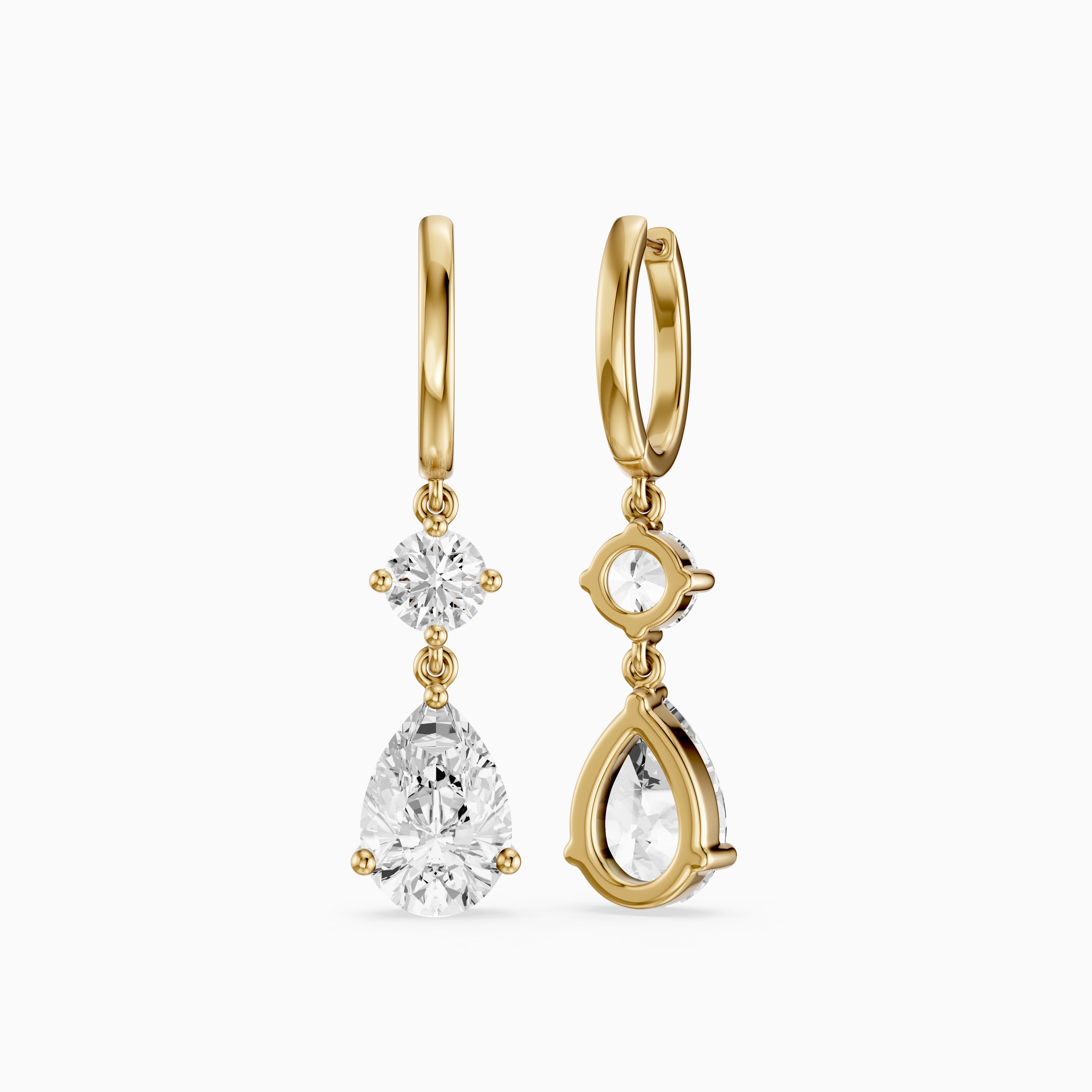 Aliza Round and Pear Lab Grown Diamond Huggie Drop Earrings