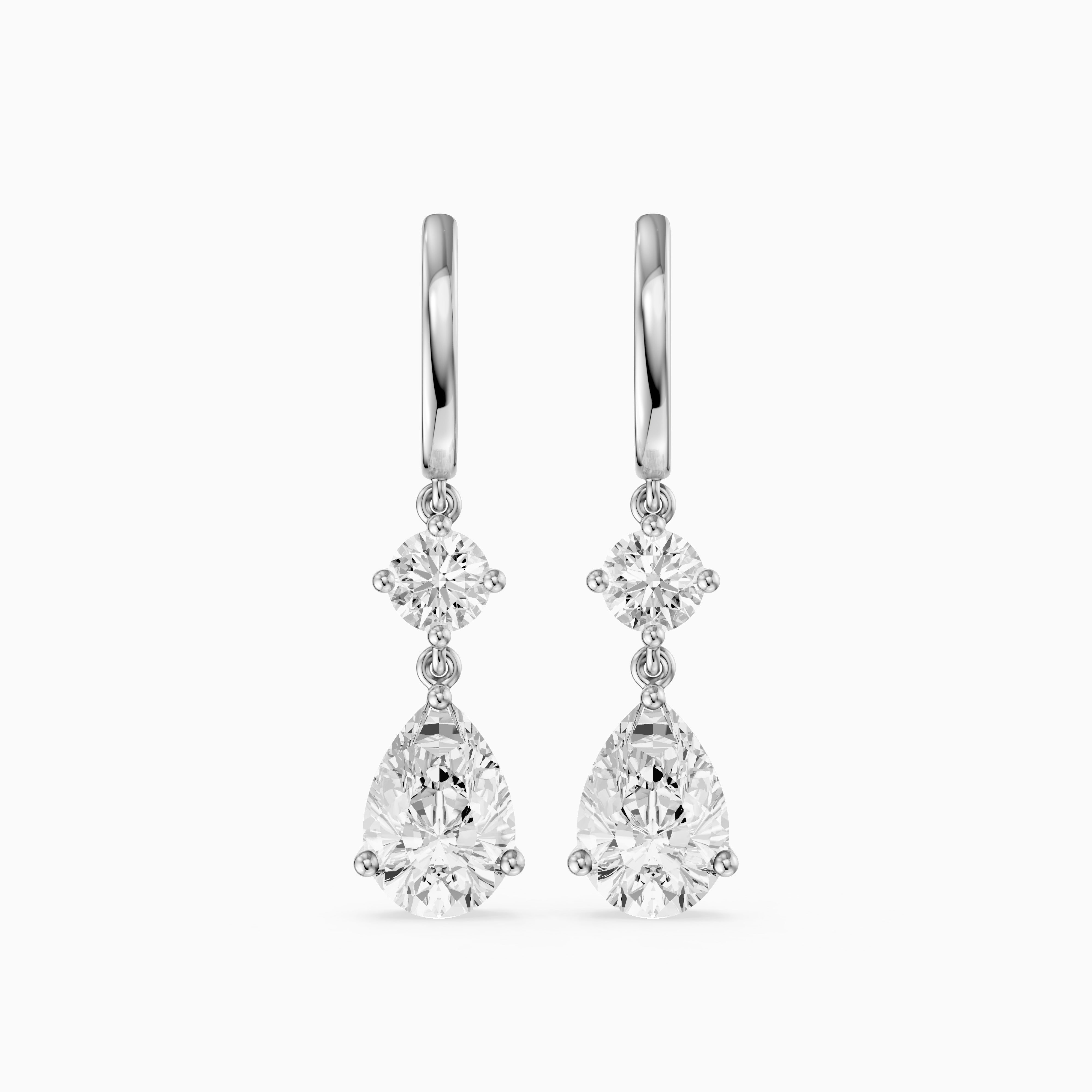 Aliza Round and Pear Lab Grown Diamond Huggie Drop Earrings