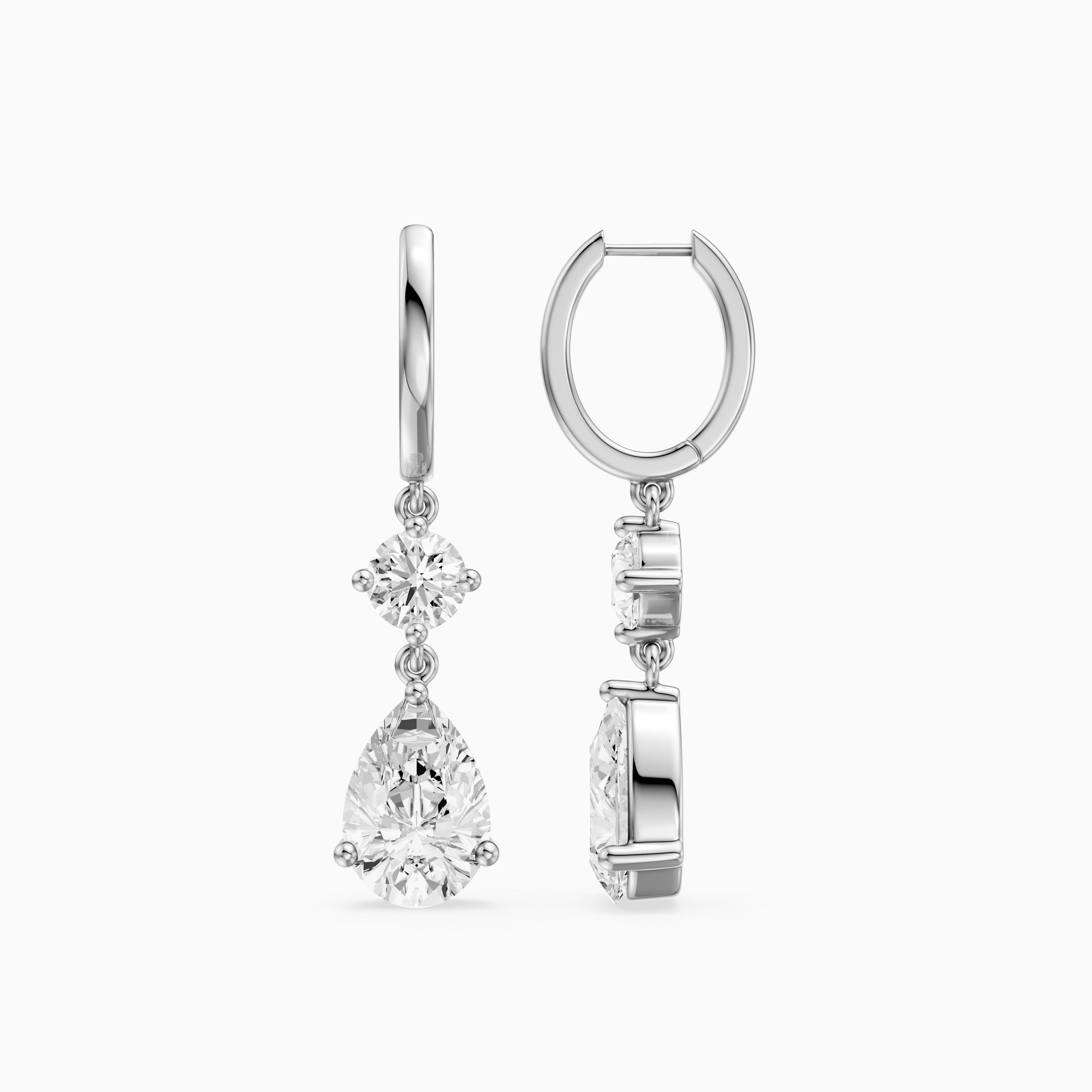 Aliza Round and Pear Lab Grown Diamond Huggie Drop Earrings