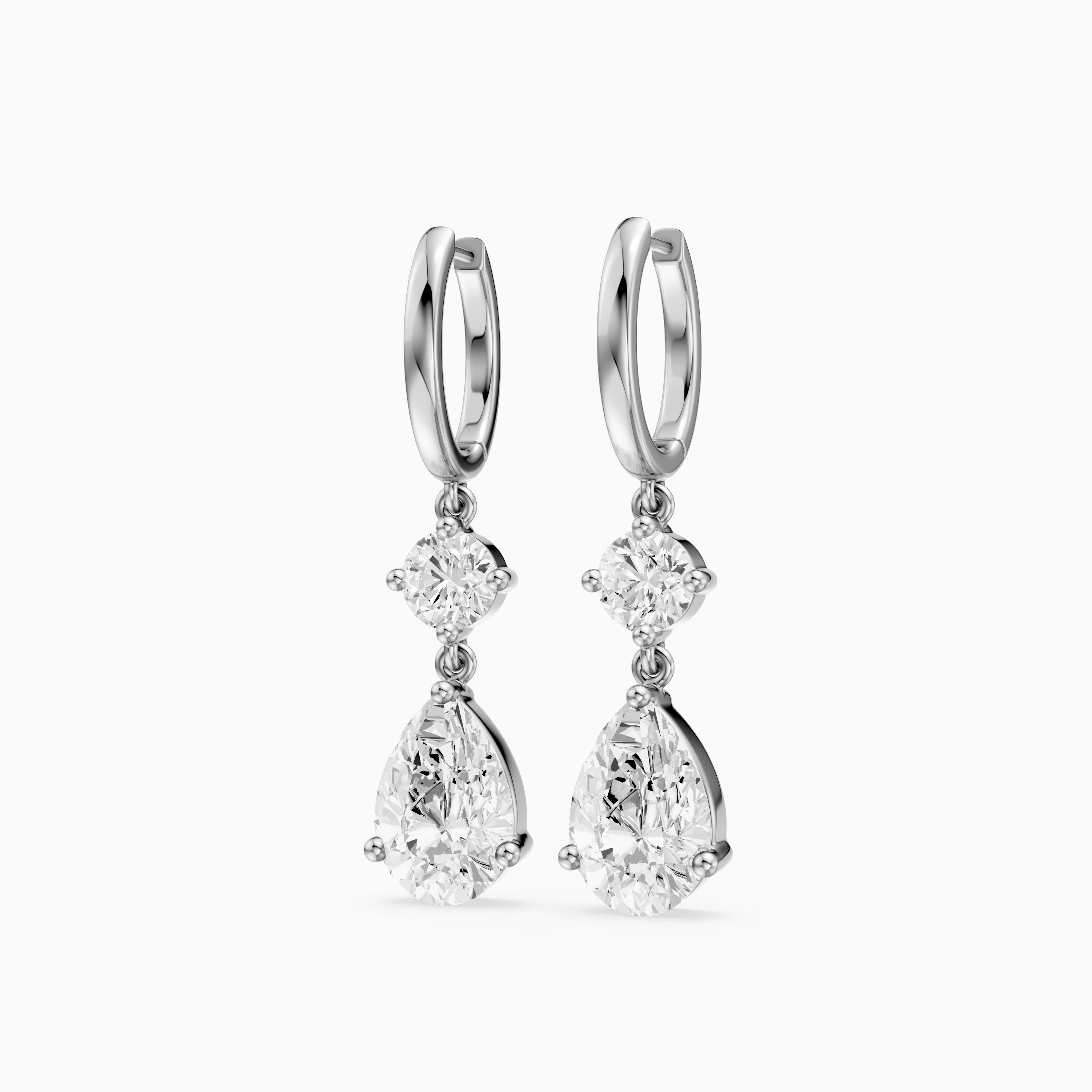 Aliza Round and Pear Lab Grown Diamond Huggie Drop Earrings