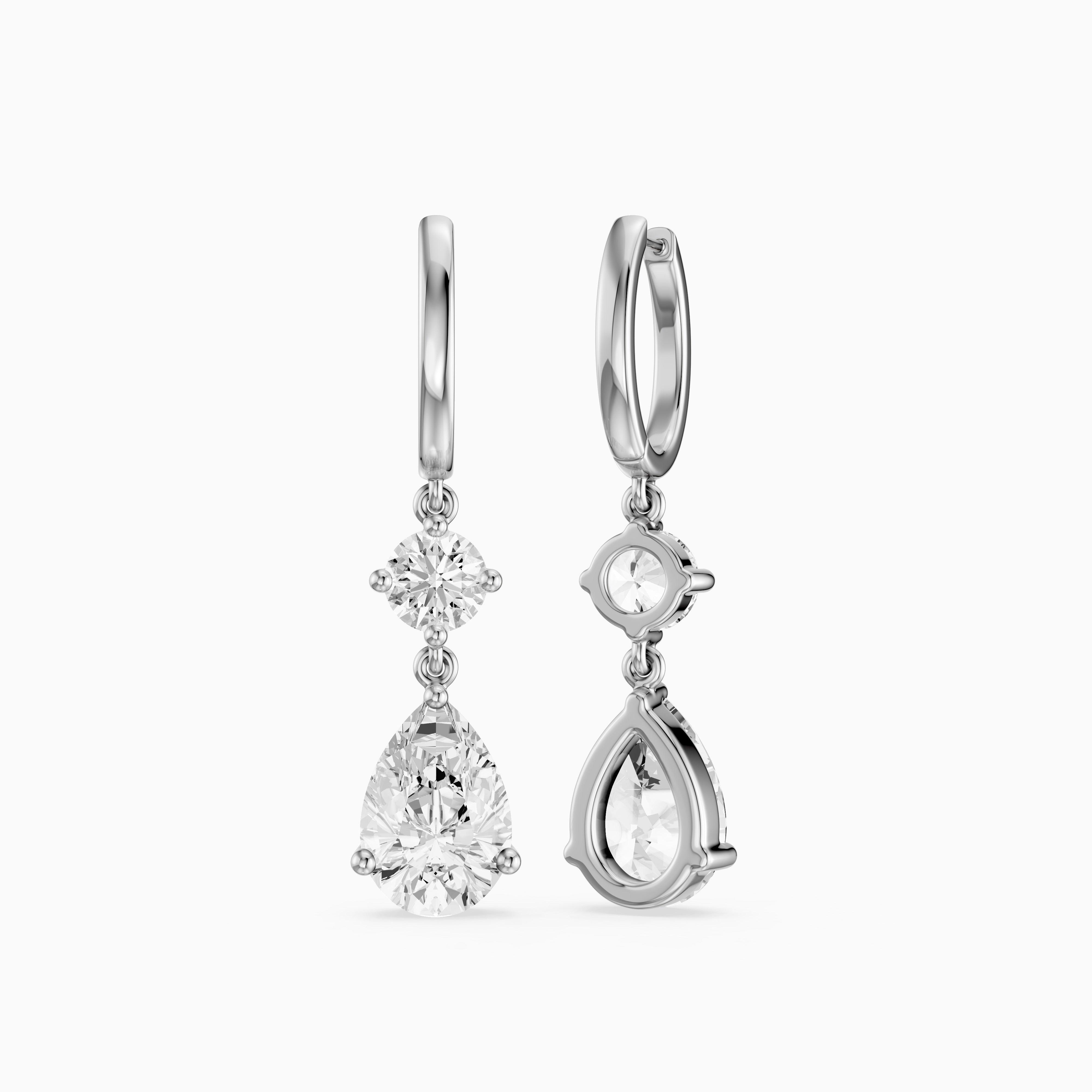 Aliza Round and Pear Lab Grown Diamond Huggie Drop Earrings