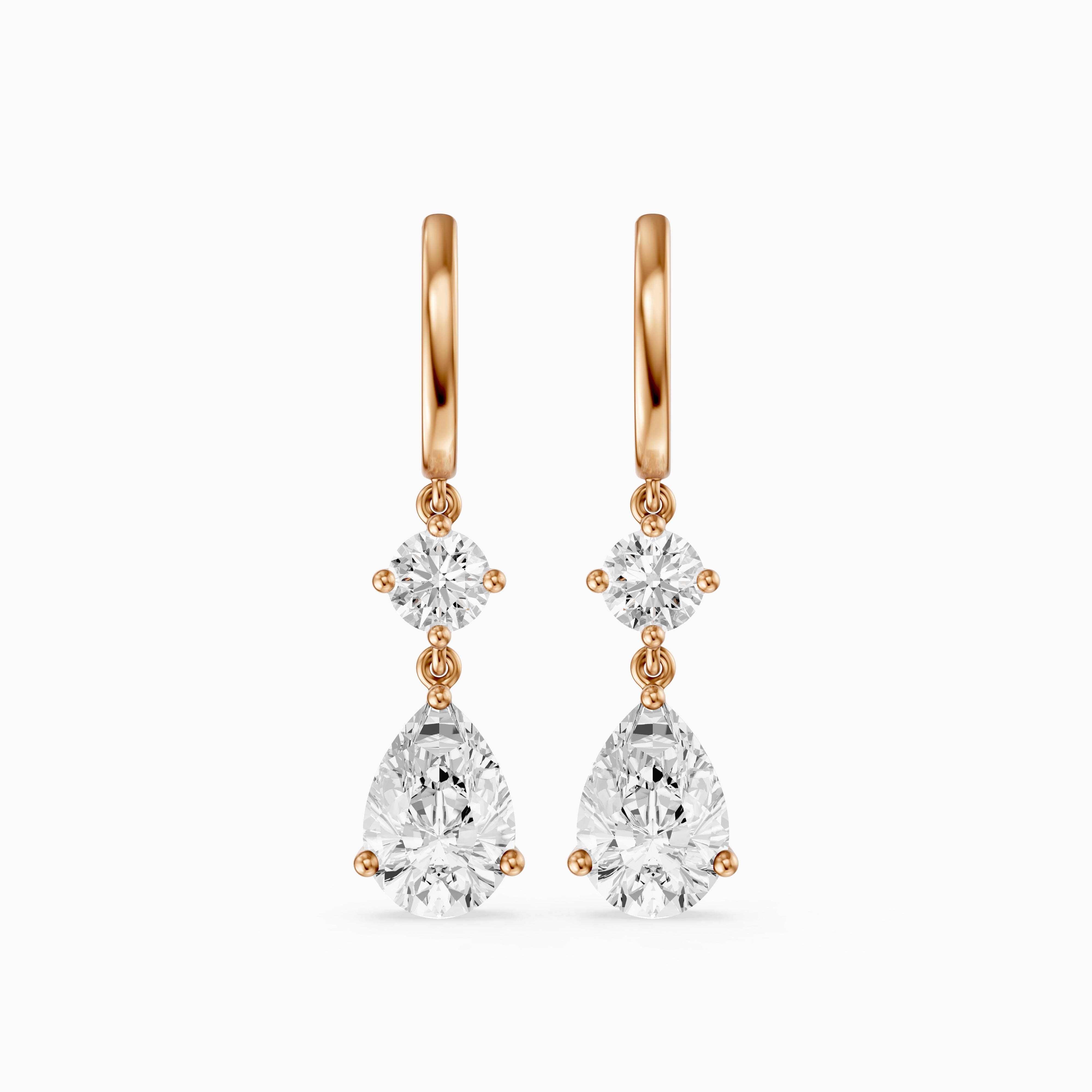 Aliza Round and Pear Lab Grown Diamond Huggie Drop Earrings