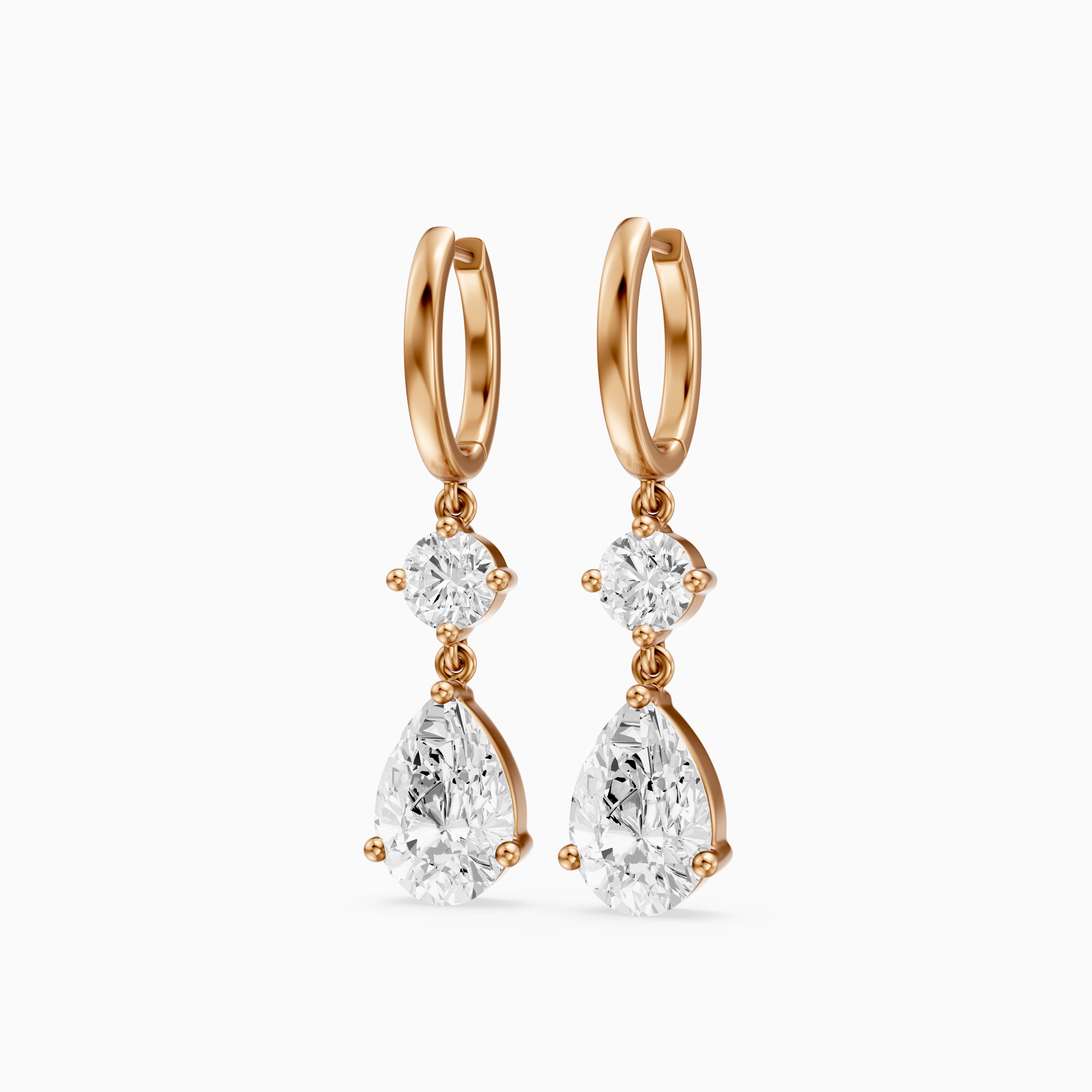 Aliza Round and Pear Lab Grown Diamond Huggie Drop Earrings