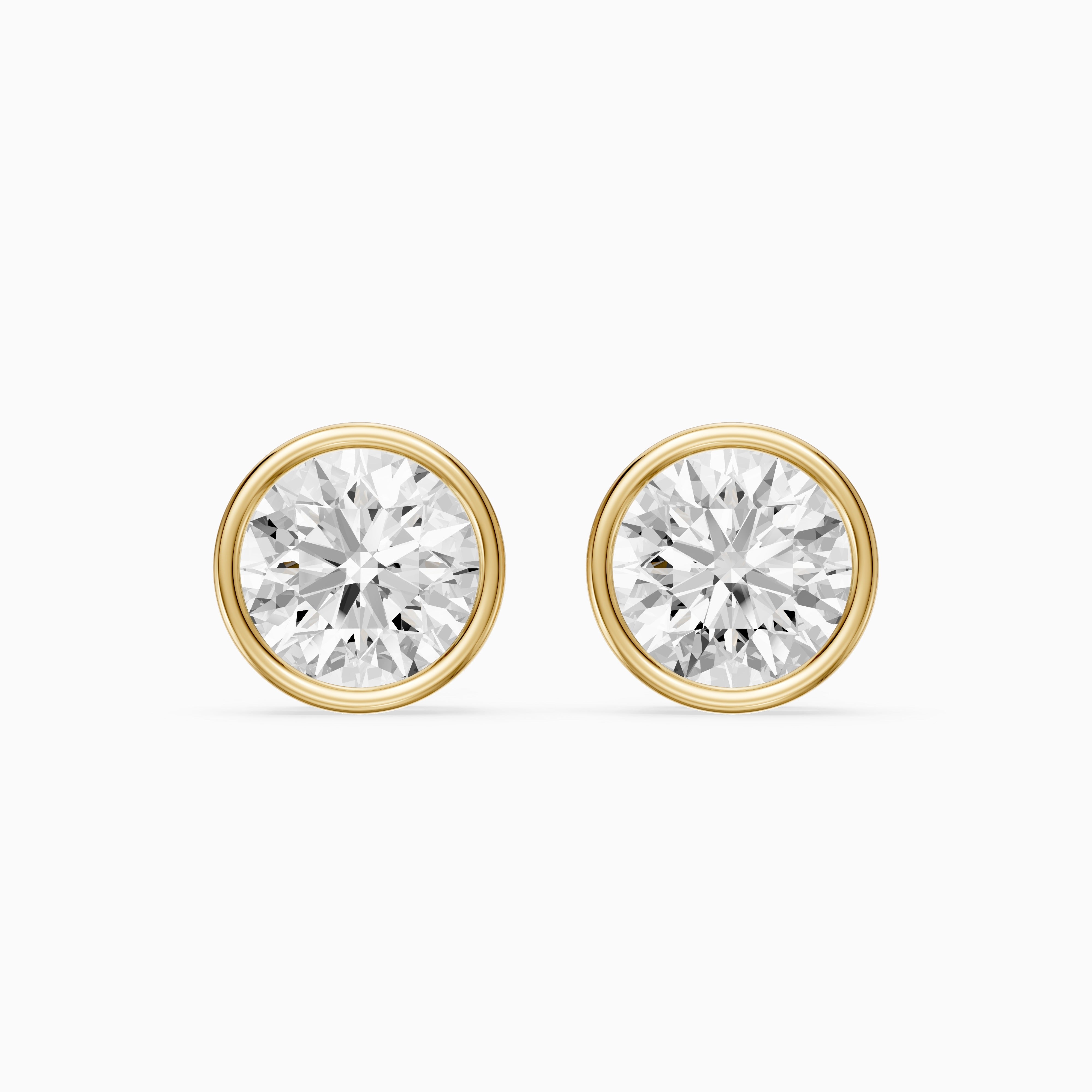 Lyra Round Cut Lab Grown Diamond Bezel Set Stud Earrings