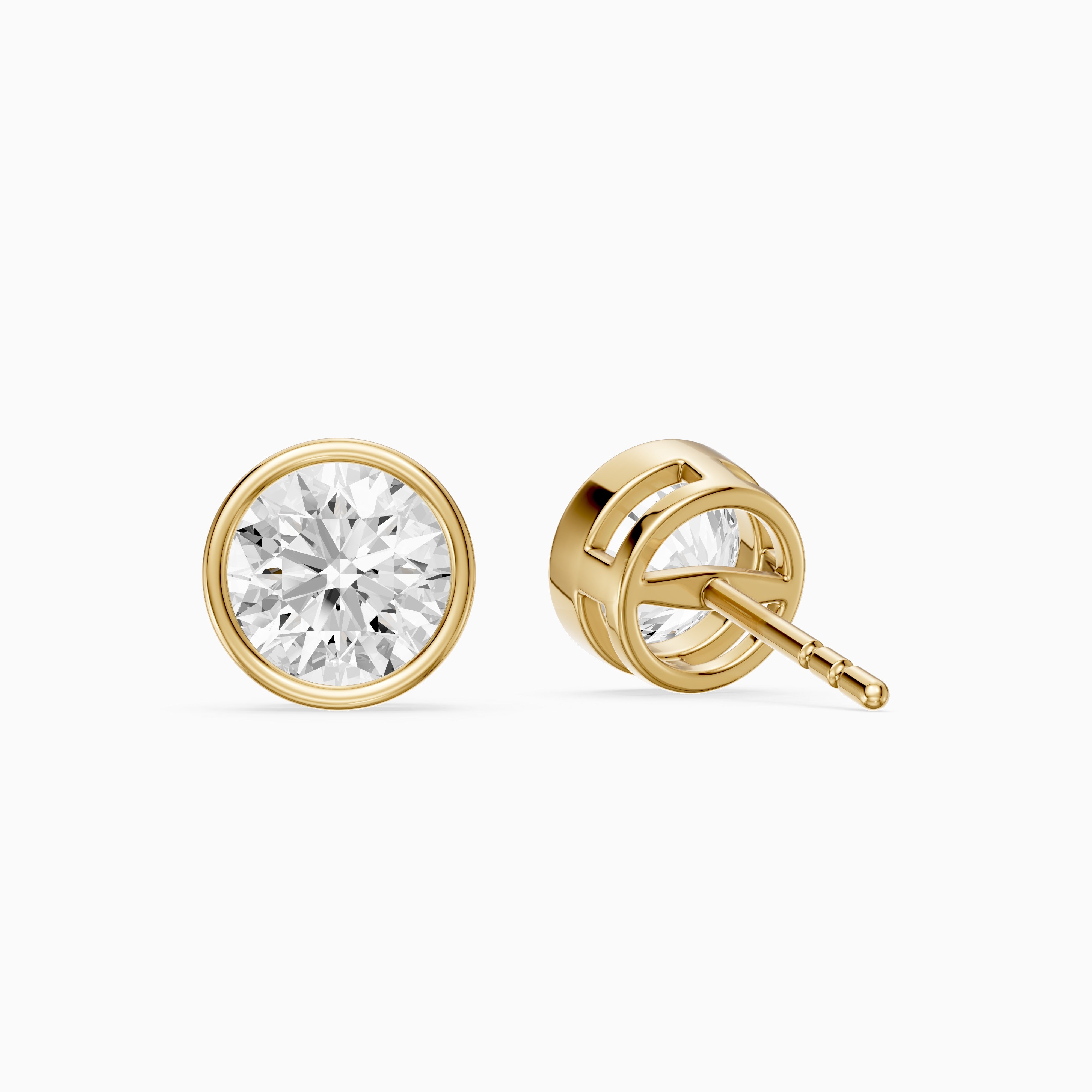 Lyra Round Cut Lab Grown Diamond Bezel Set Stud Earrings