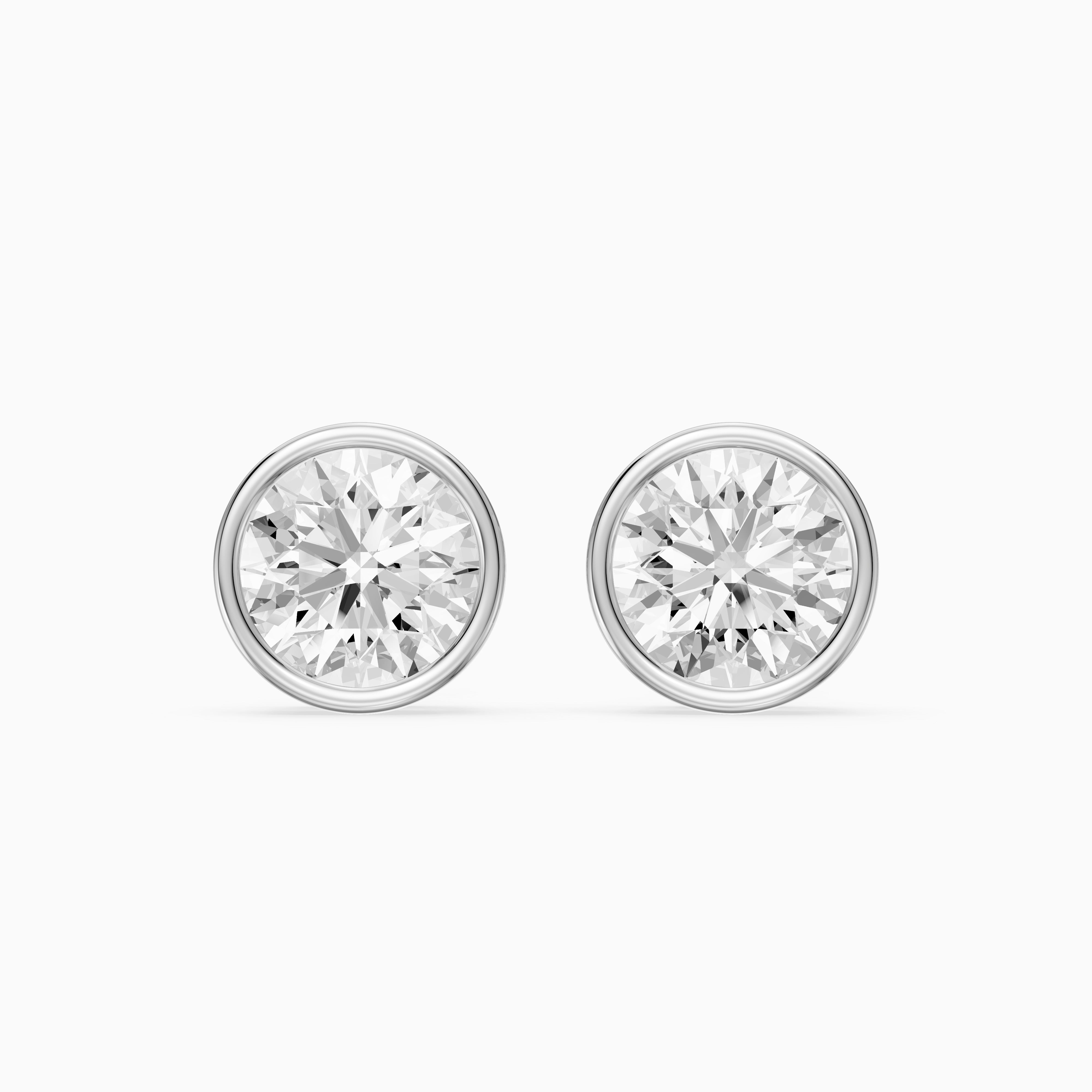 Lyra Round Cut Lab Grown Diamond Bezel Set Stud Earrings