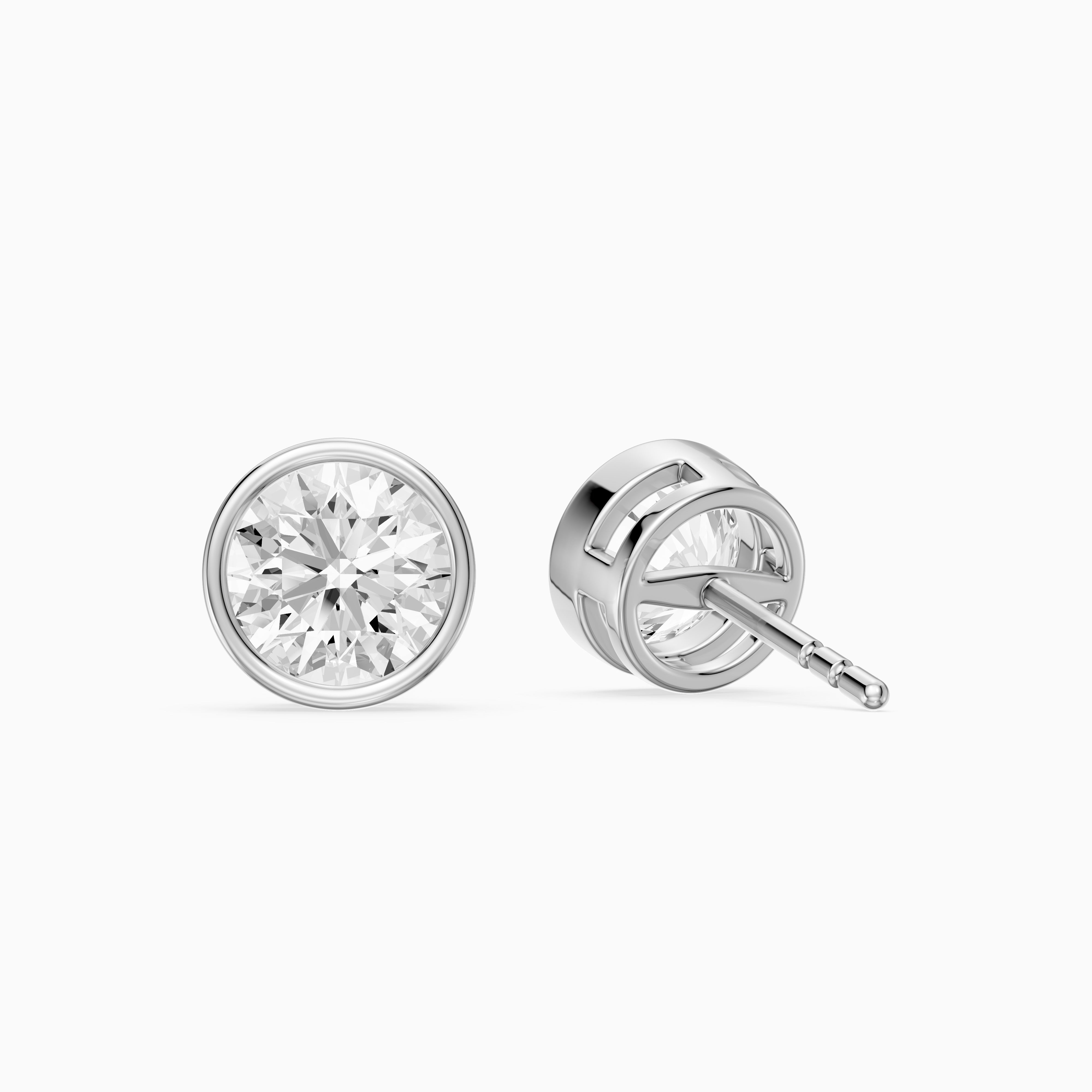 Lyra Round Cut Lab Grown Diamond Bezel Set Stud Earrings