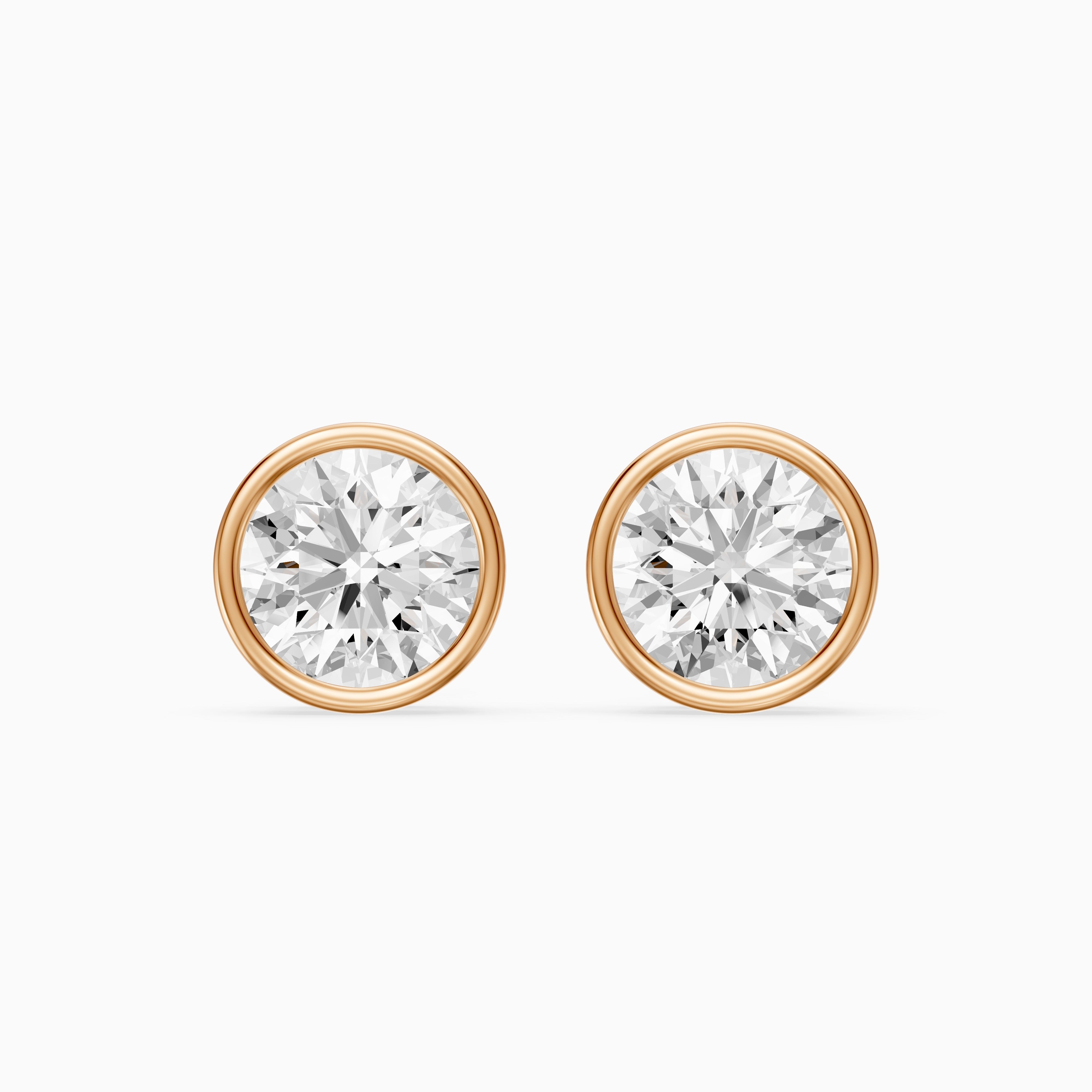Lyra Round Cut Lab Grown Diamond Bezel Set Stud Earrings