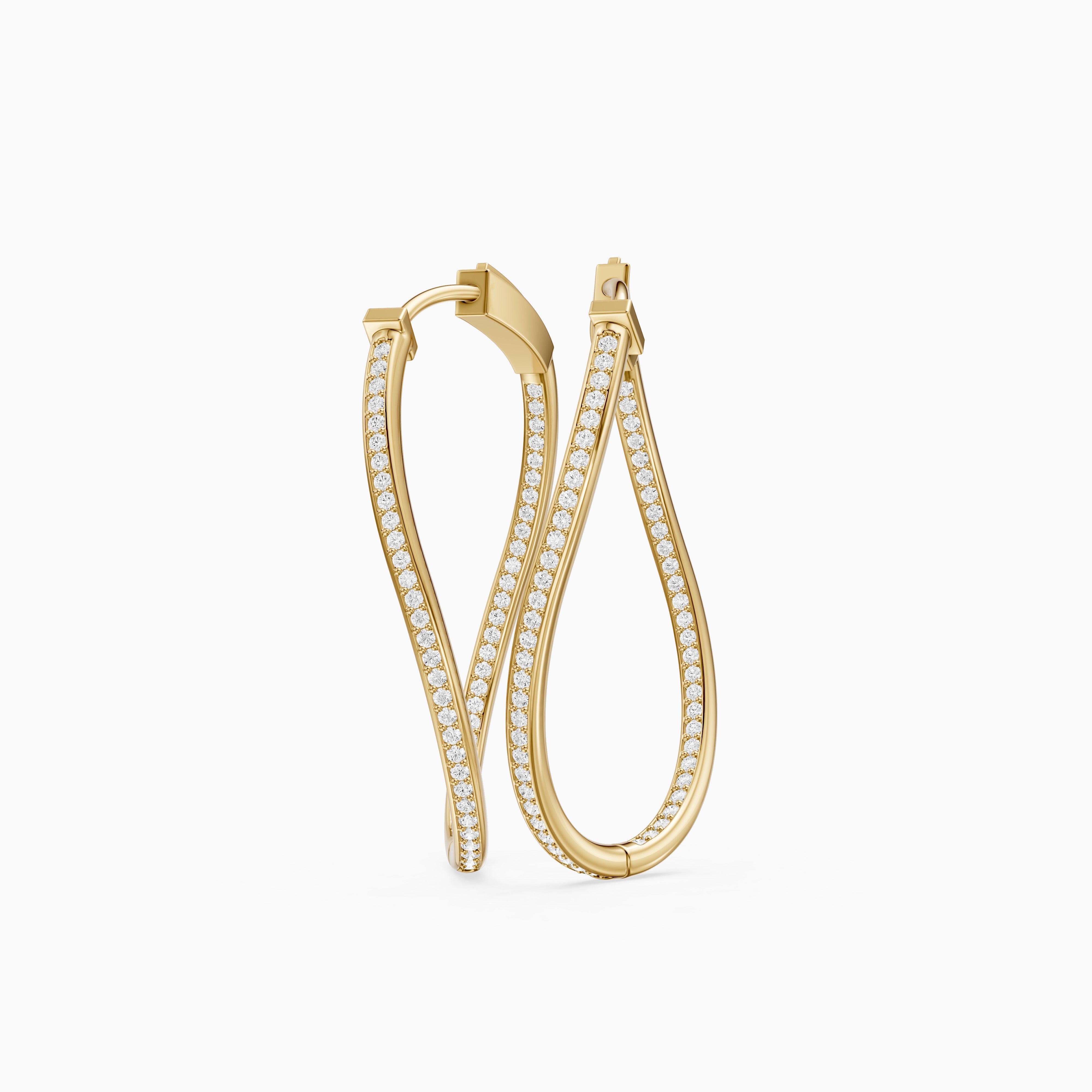 Katia Round Lab Grown Diamond Channel Set Wavy Hoop Earrings