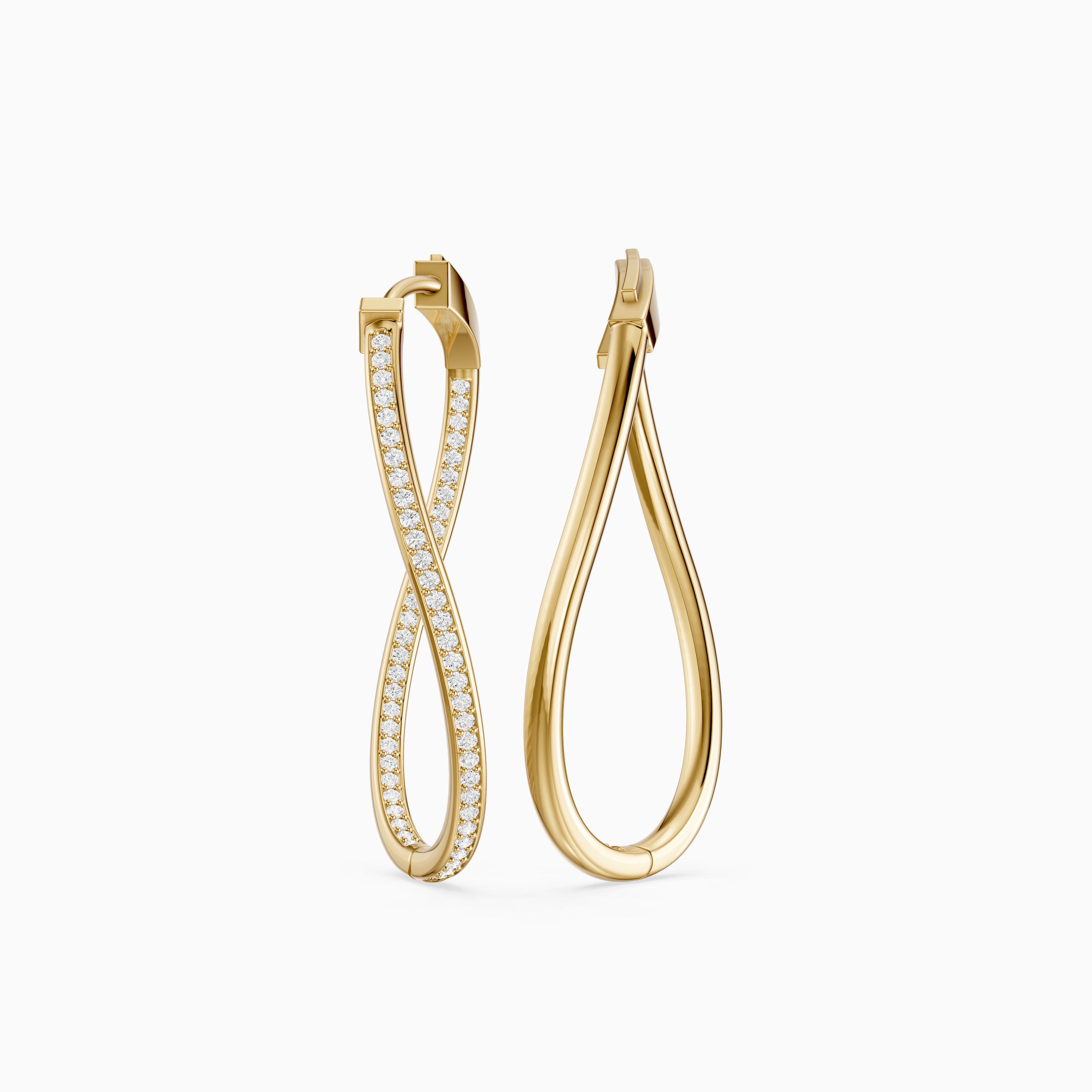 Katia Round Lab Grown Diamond Channel Set Wavy Hoop Earrings