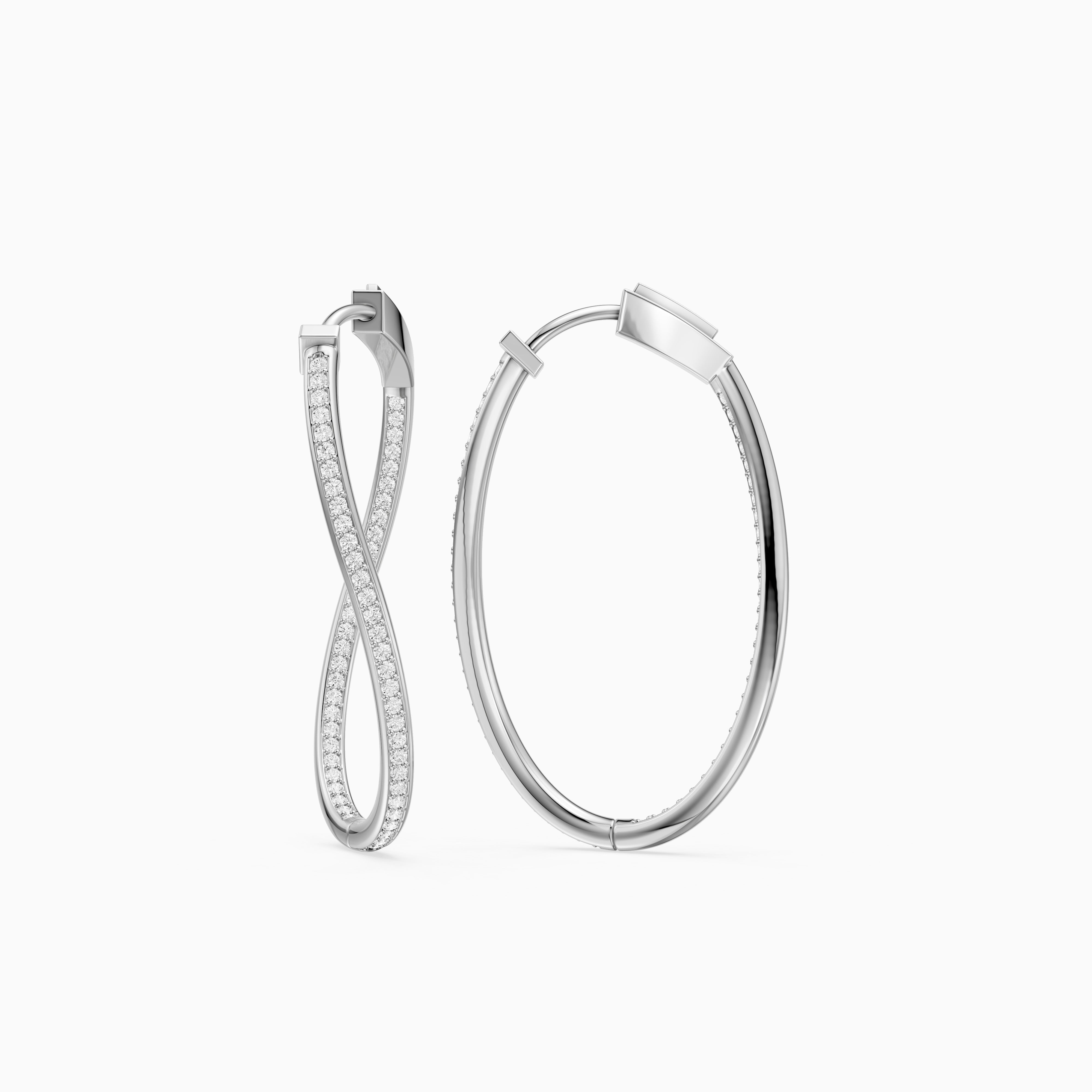 Katia Round Lab Grown Diamond Channel Set Wavy Hoop Earrings