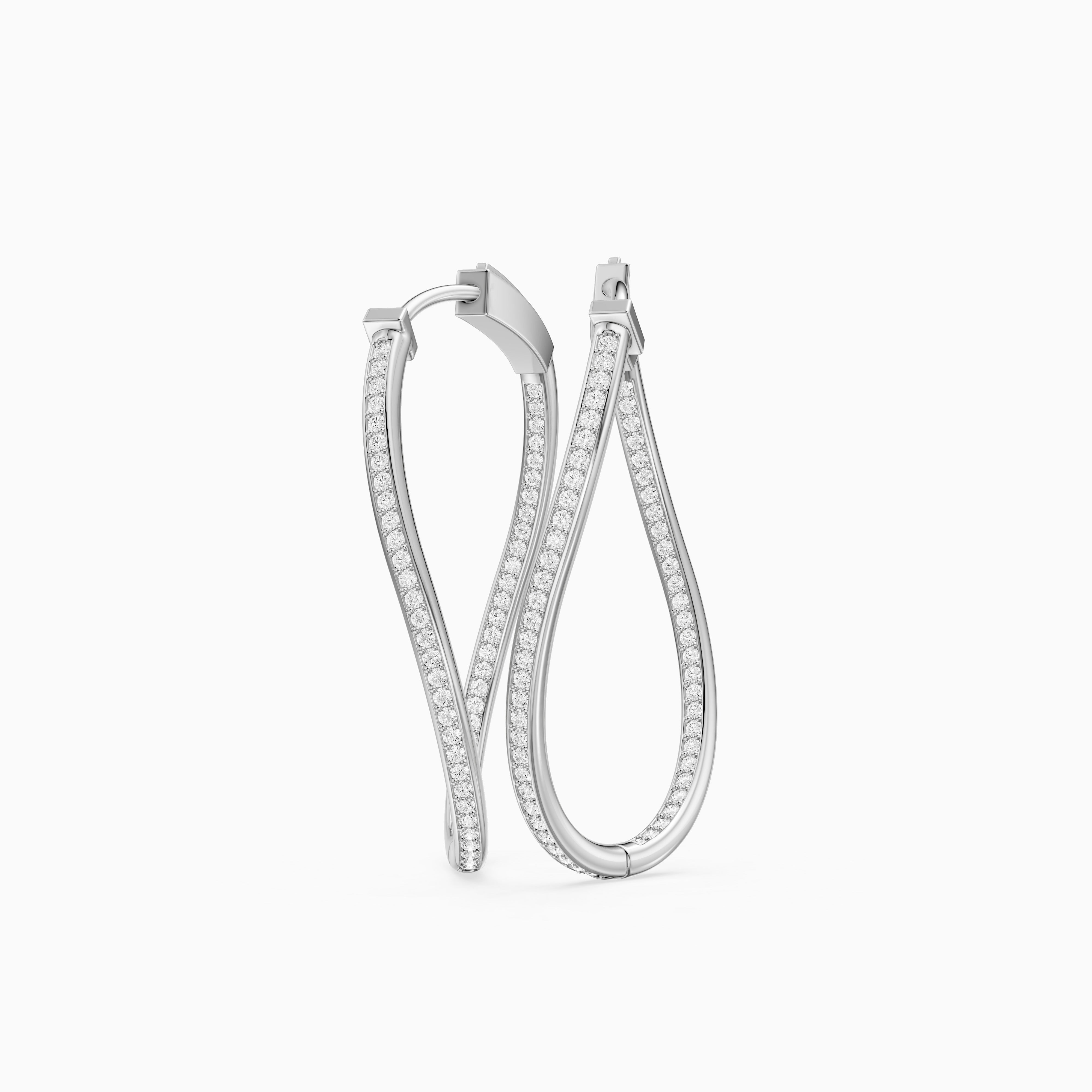 Katia Round Lab Grown Diamond Channel Set Wavy Hoop Earrings