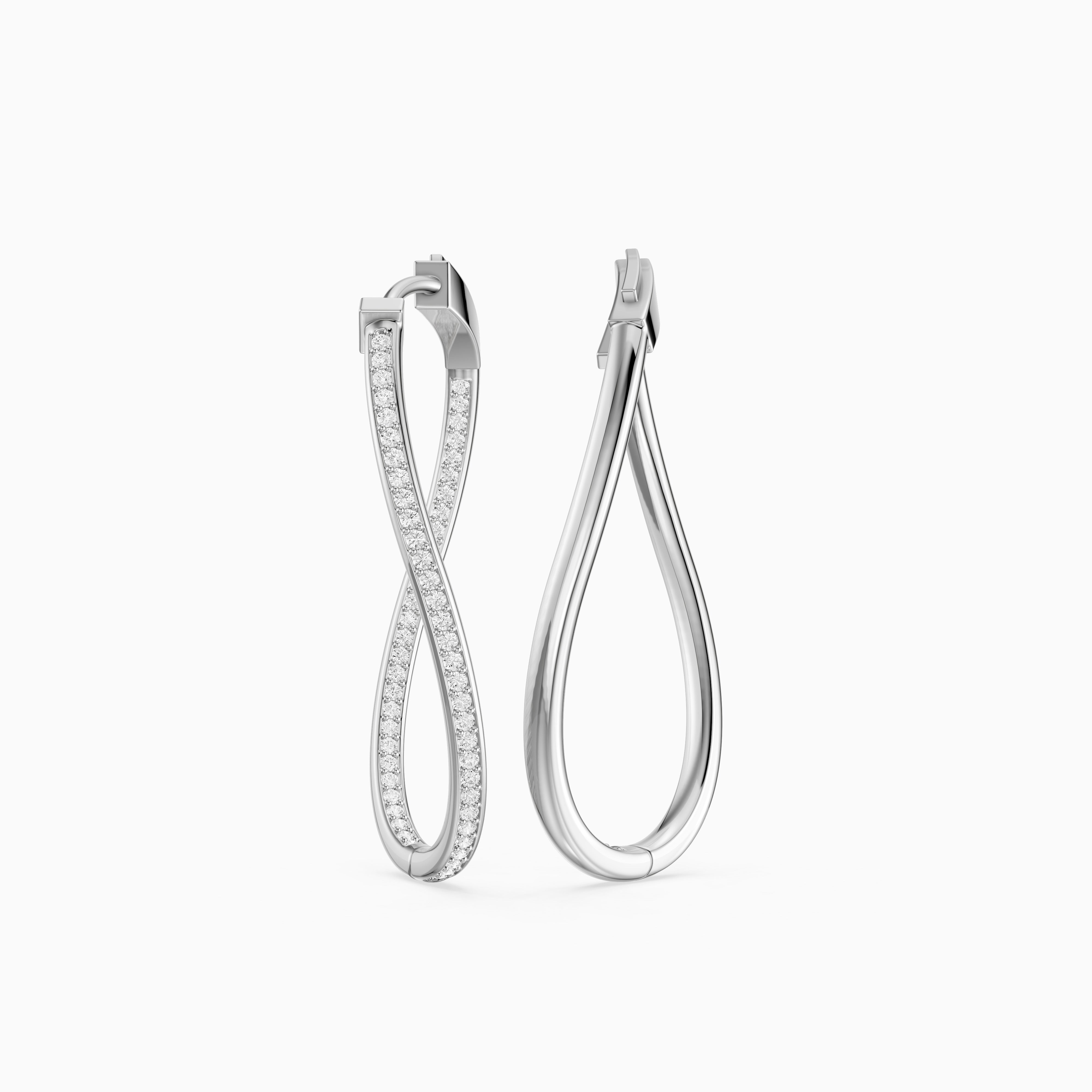 Katia Round Lab Grown Diamond Channel Set Wavy Hoop Earrings