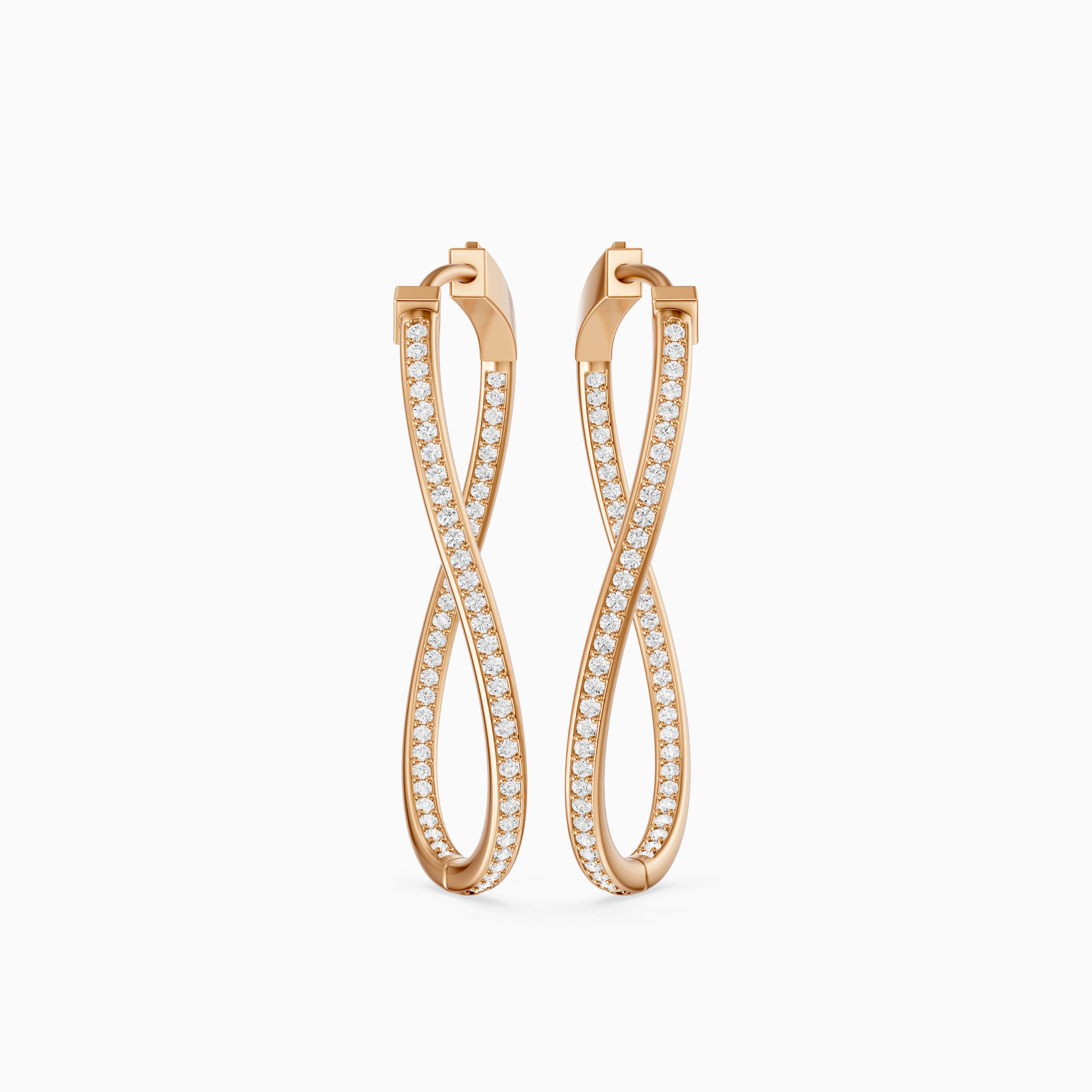 Katia Round Lab Grown Diamond Channel Set Wavy Hoop Earrings
