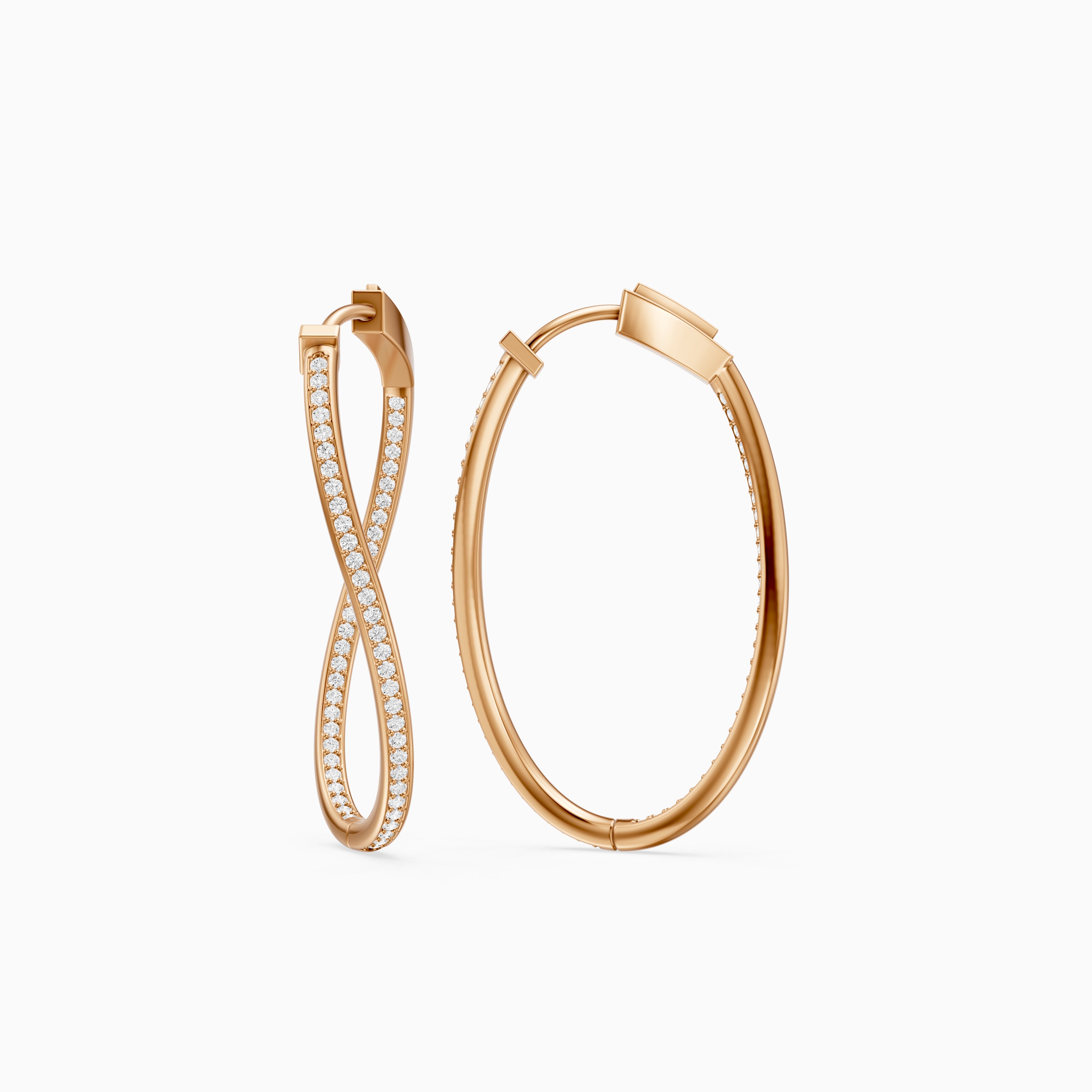 Katia Round Lab Grown Diamond Channel Set Wavy Hoop Earrings
