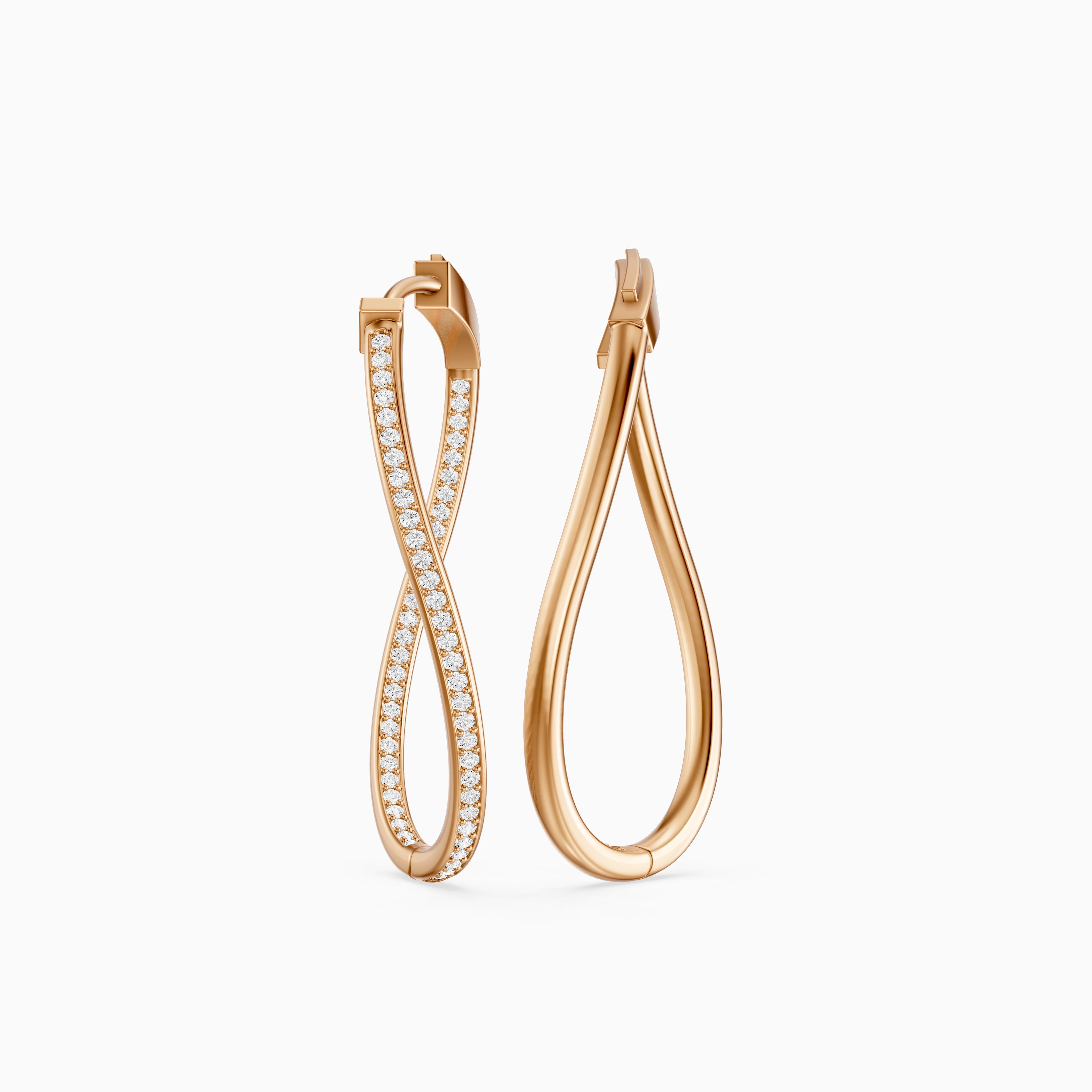 Katia Round Lab Grown Diamond Channel Set Wavy Hoop Earrings