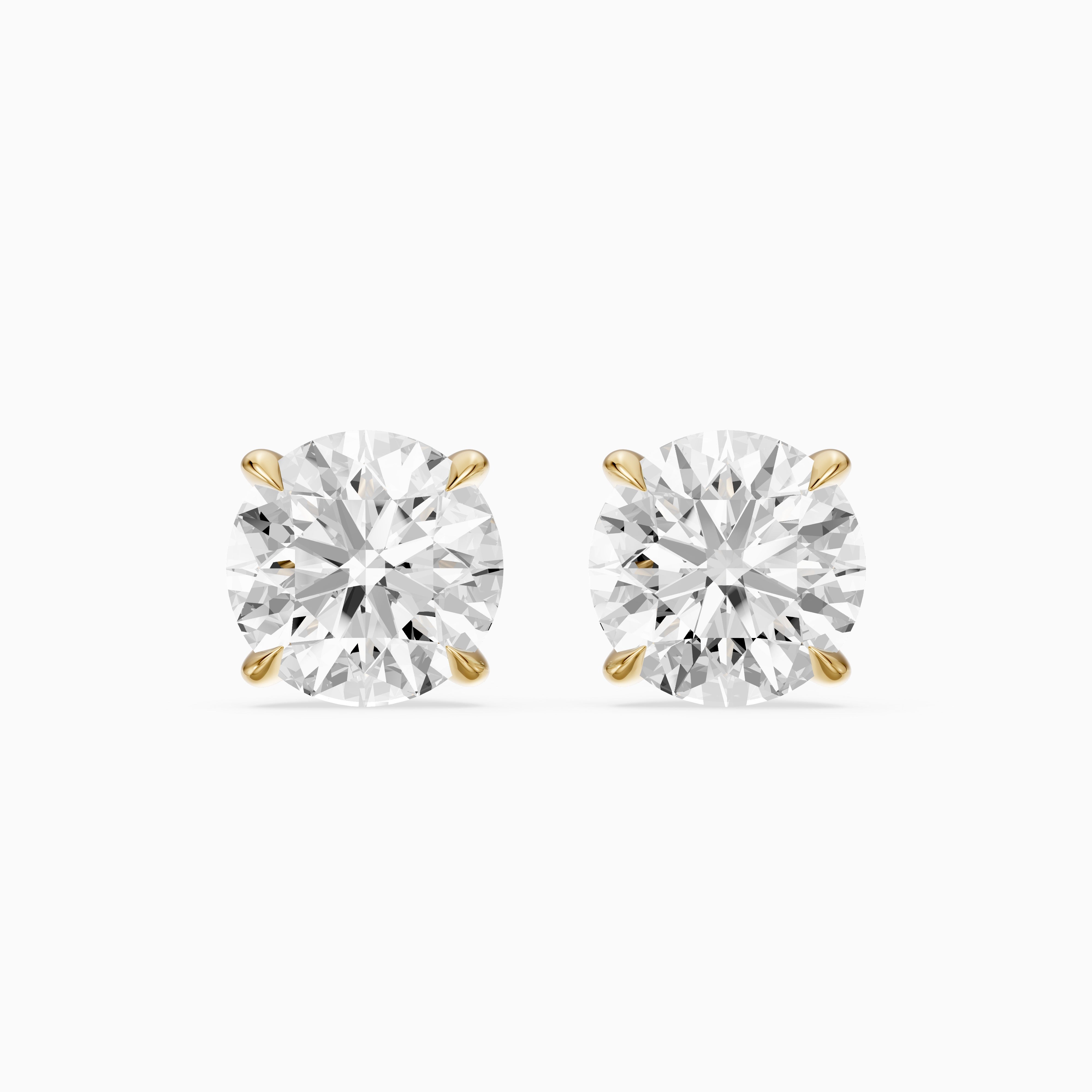 Roos Round Cut Lab Grown Diamond Four Prong Martini Earrings