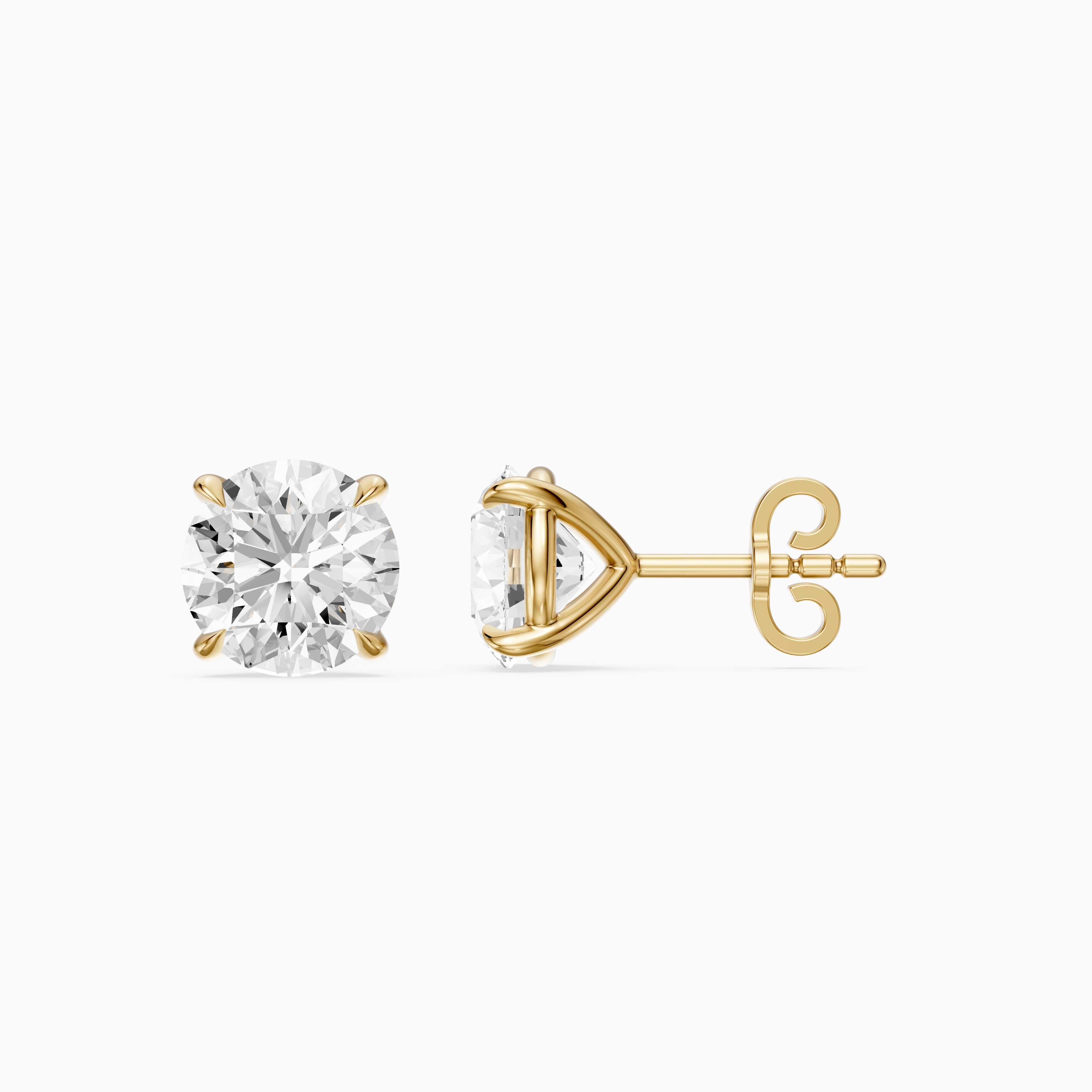 Roos Round Cut Lab Grown Diamond Four Prong Martini Earrings
