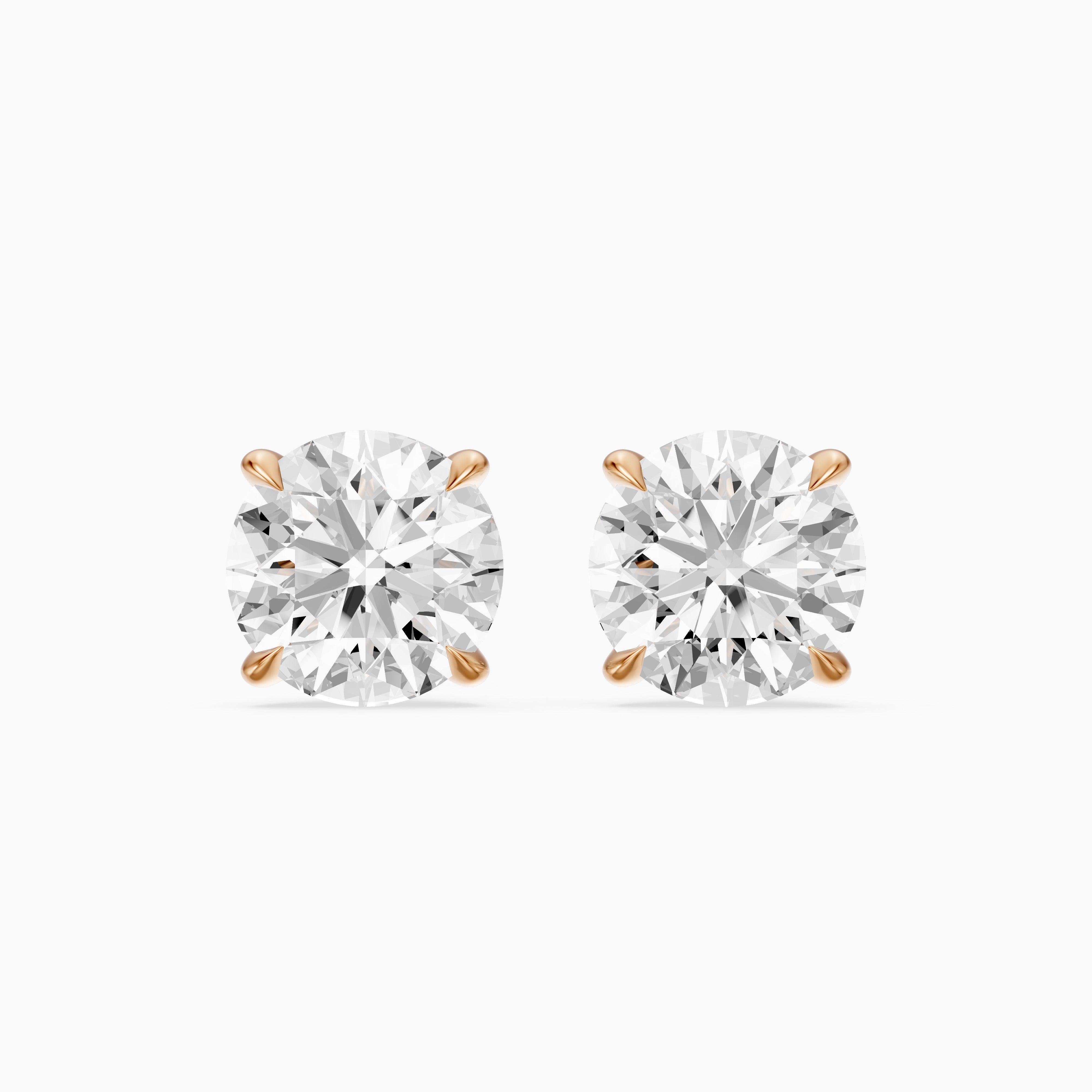 Roos Round Cut Lab Grown Diamond Four Prong Martini Earrings