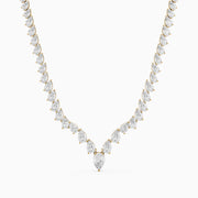 Summer Pear Cut Lab Diamond V Shape Tennis Necklace