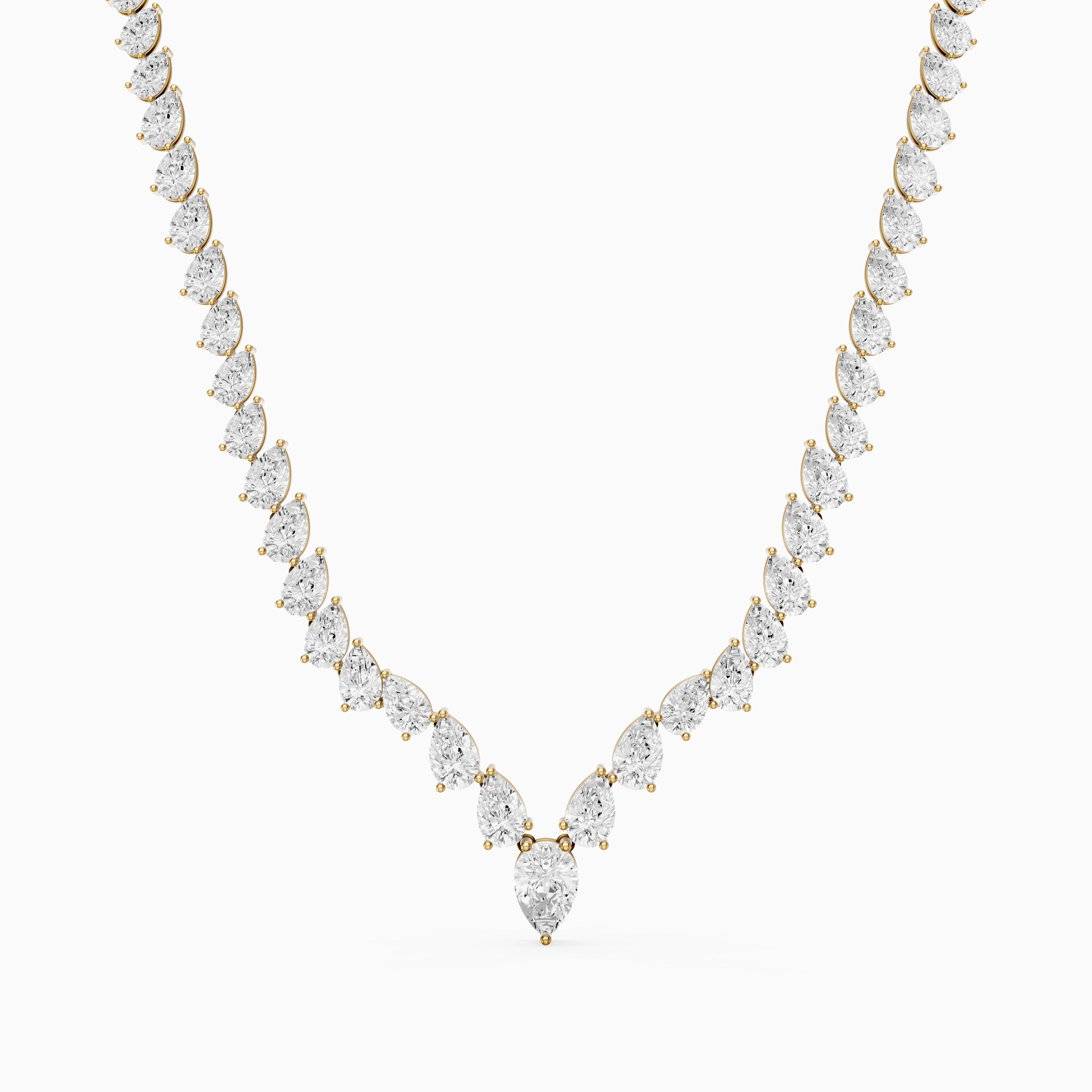 Summer Pear Cut Lab Diamond V Shape Tennis Necklace