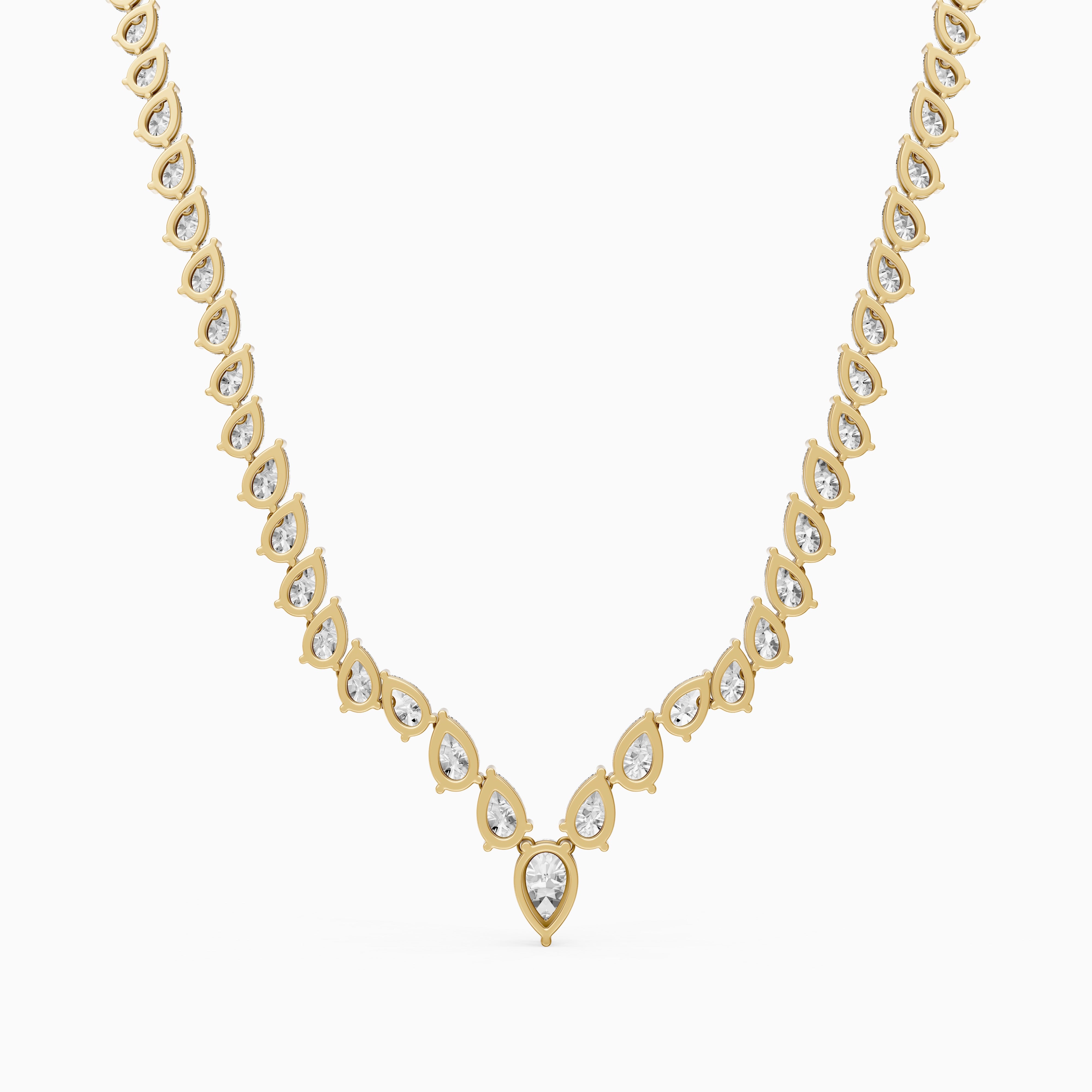 Summer Pear Cut Lab Diamond V Shape Tennis Necklace