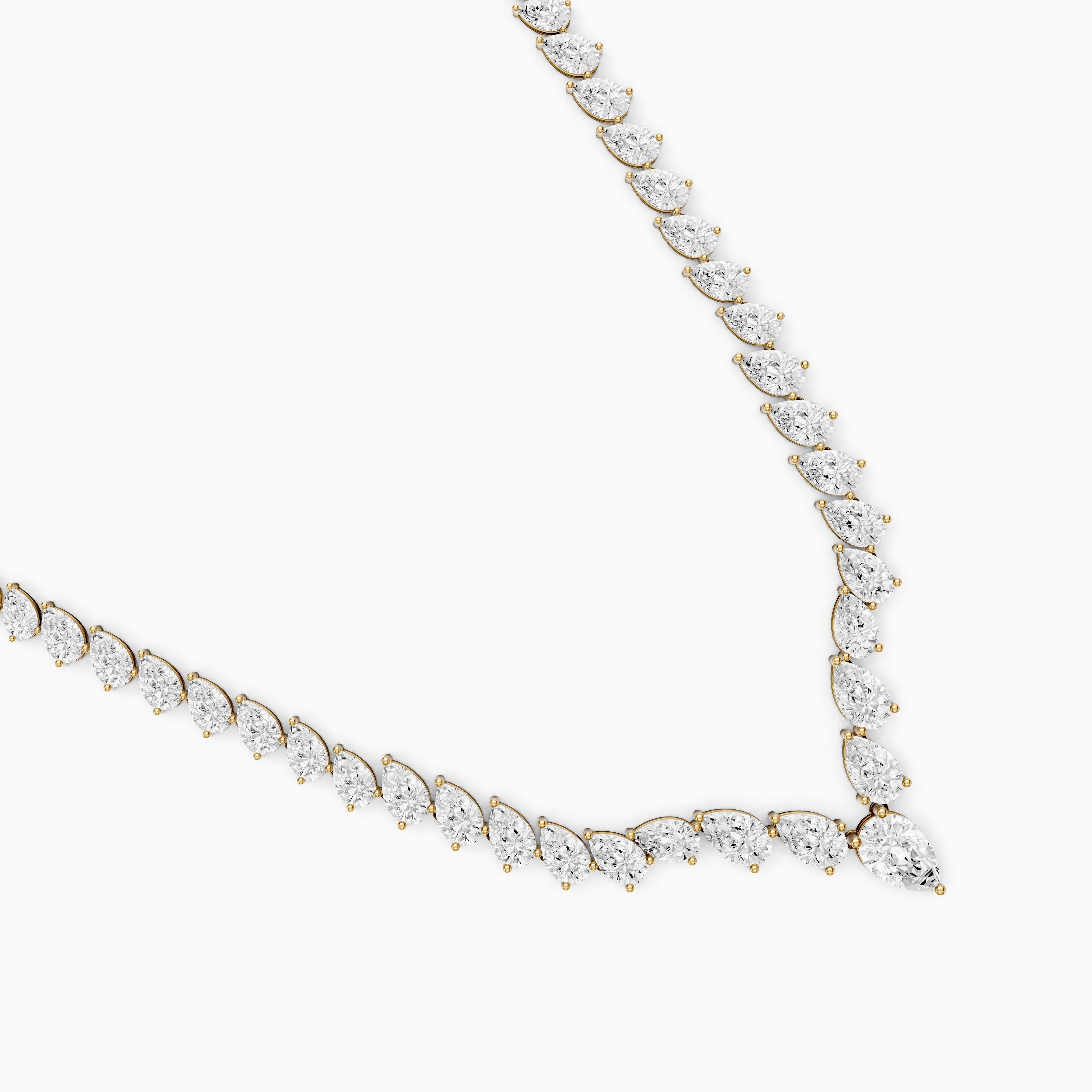 Summer Pear Cut Lab Diamond V Shape Tennis Necklace