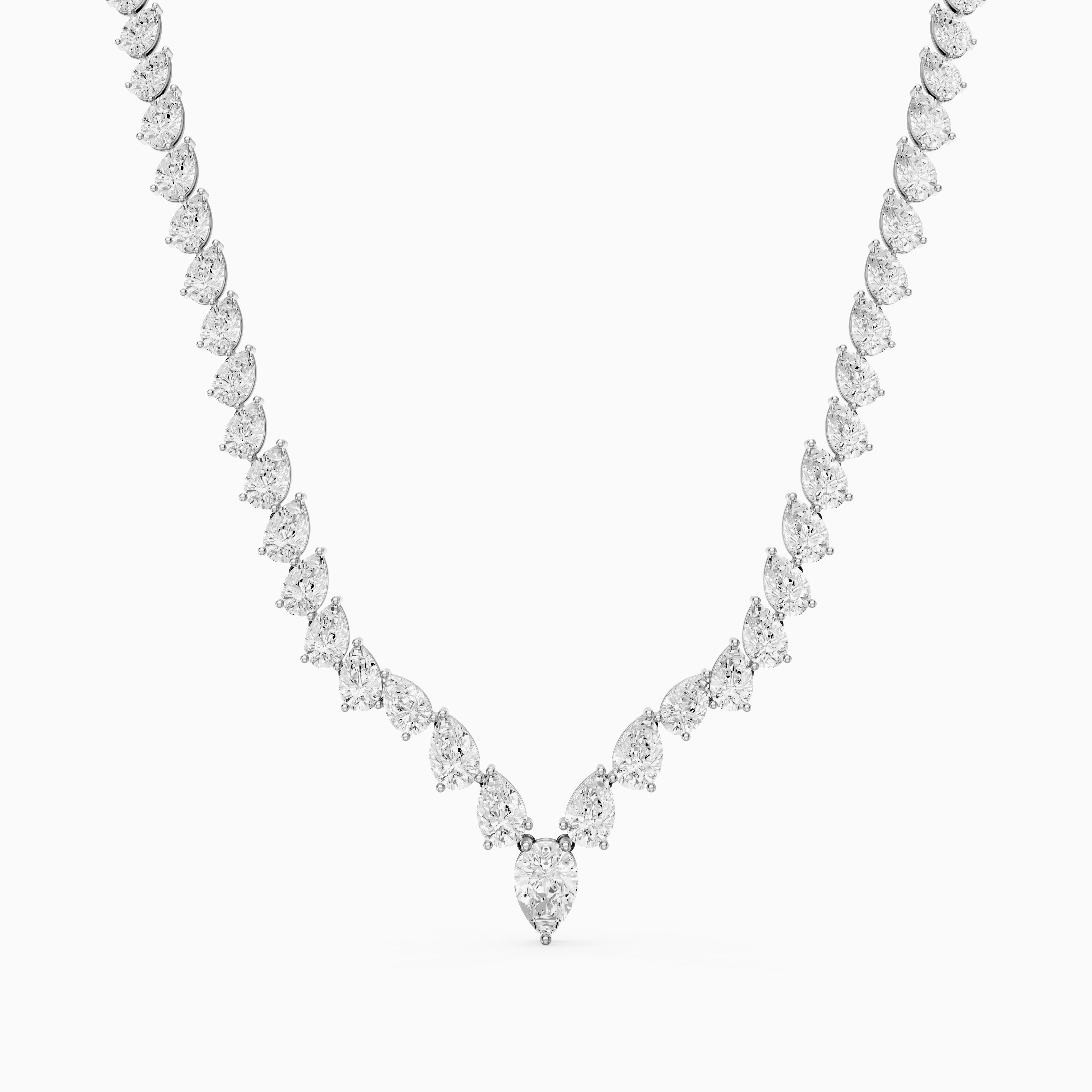 Summer Pear Cut Lab Diamond V Shape Tennis Necklace