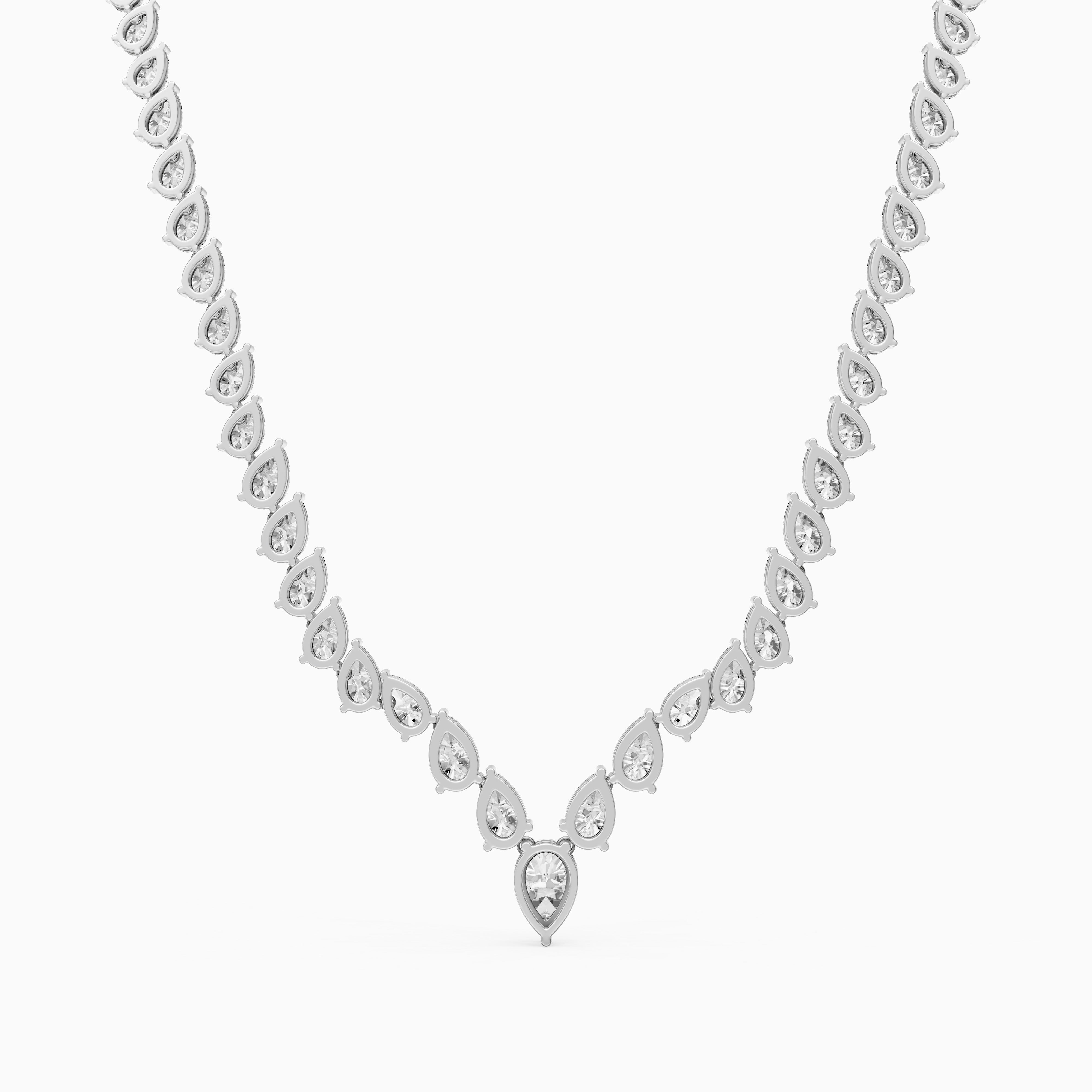 Summer Pear Cut Lab Diamond V Shape Tennis Necklace